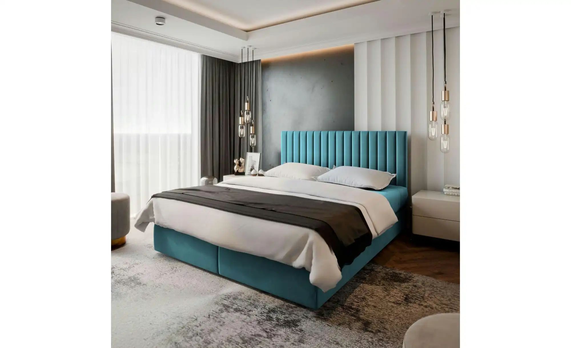 MASSENO Boxbett mit Bettkasten Bresel ¦ blau ¦ Maße (cm): B: 180 H: 98 Bett günstig online kaufen