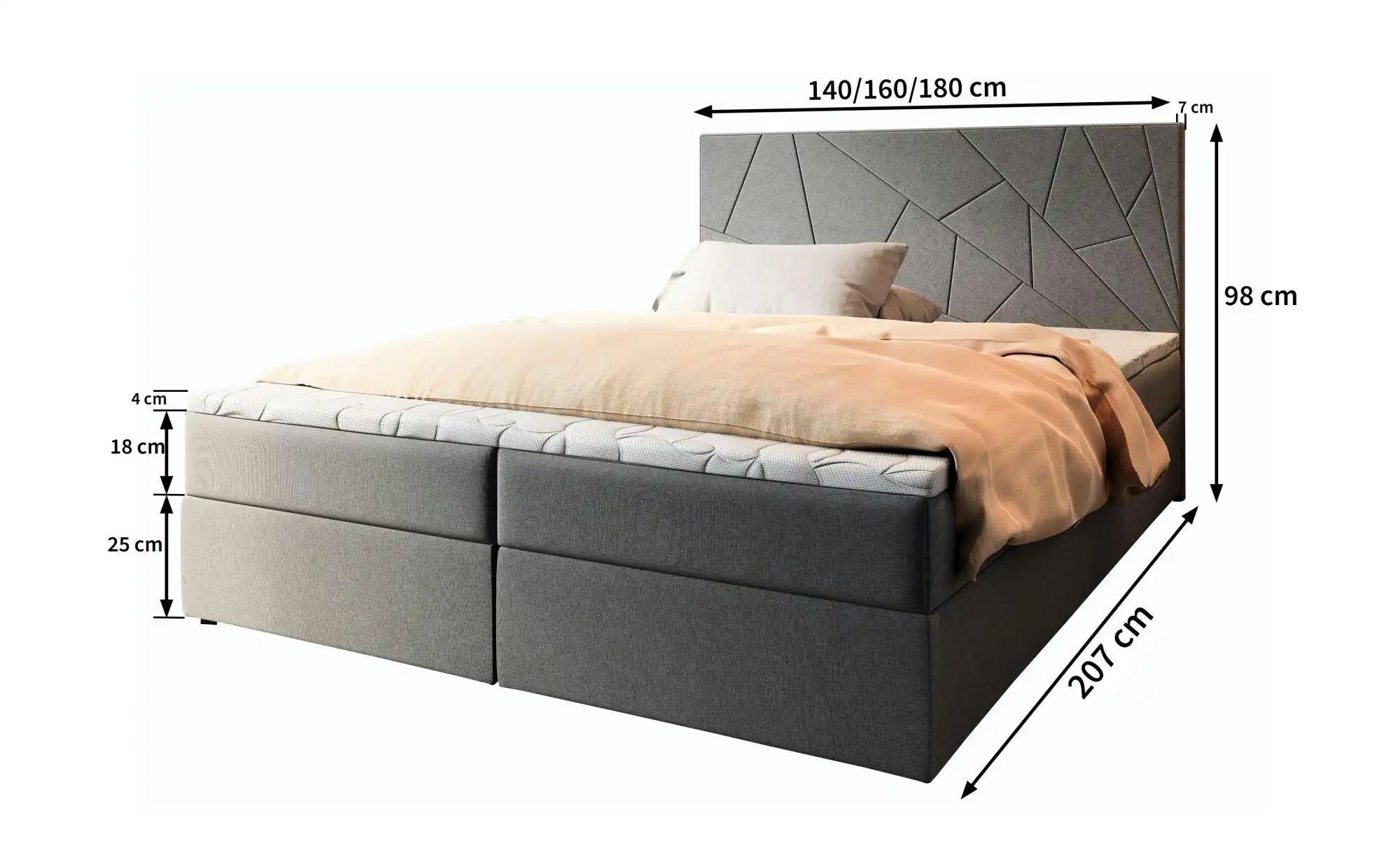 MASSENO Boxbett mit Bettkasten Mado ¦ grau ¦ Maße (cm): B: 160 H: 98 Betten günstig online kaufen