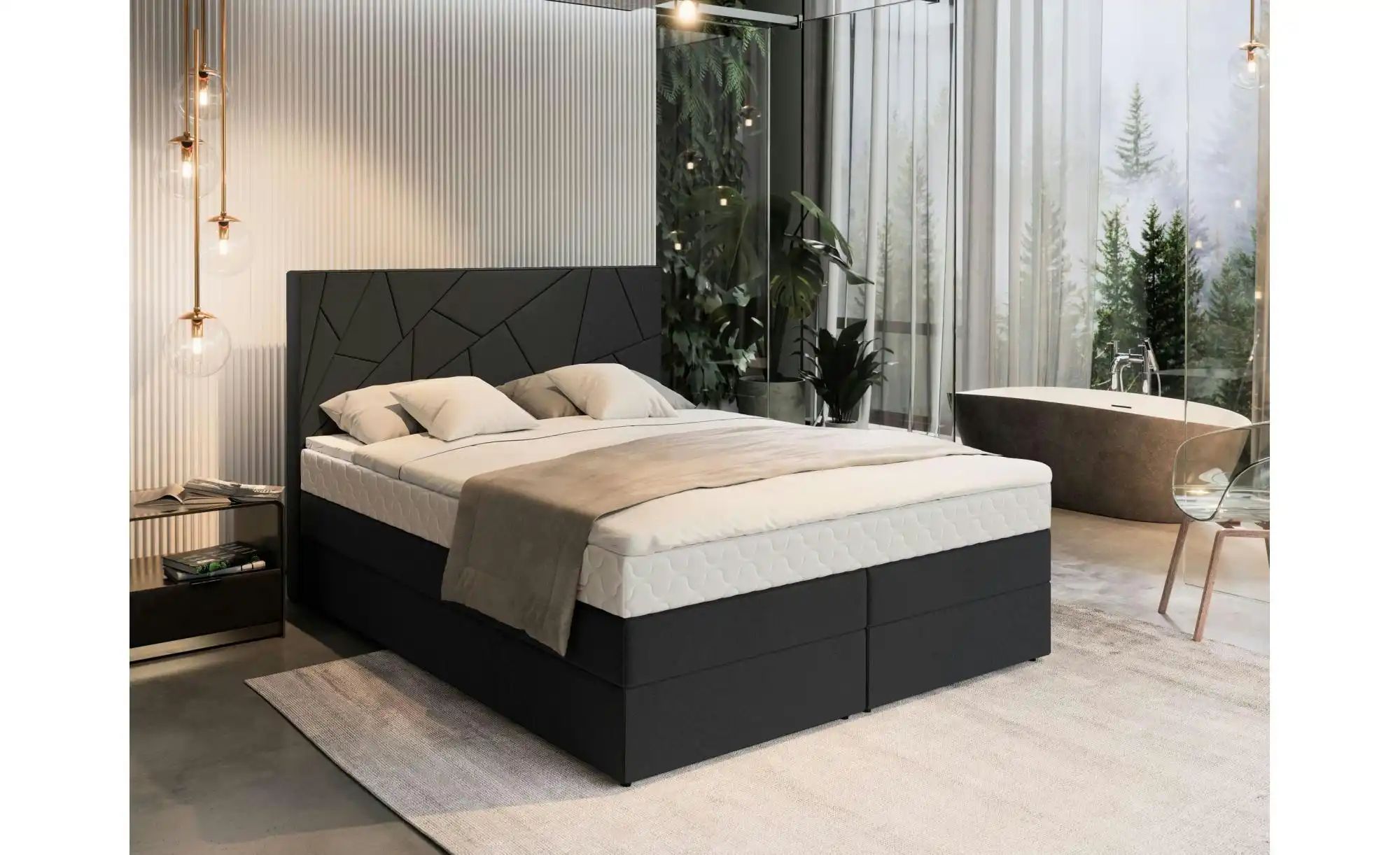 MASSENO Boxbett mit Bettkasten Trani ¦ schwarz ¦ Maße (cm): B: 180 H: 115 B günstig online kaufen