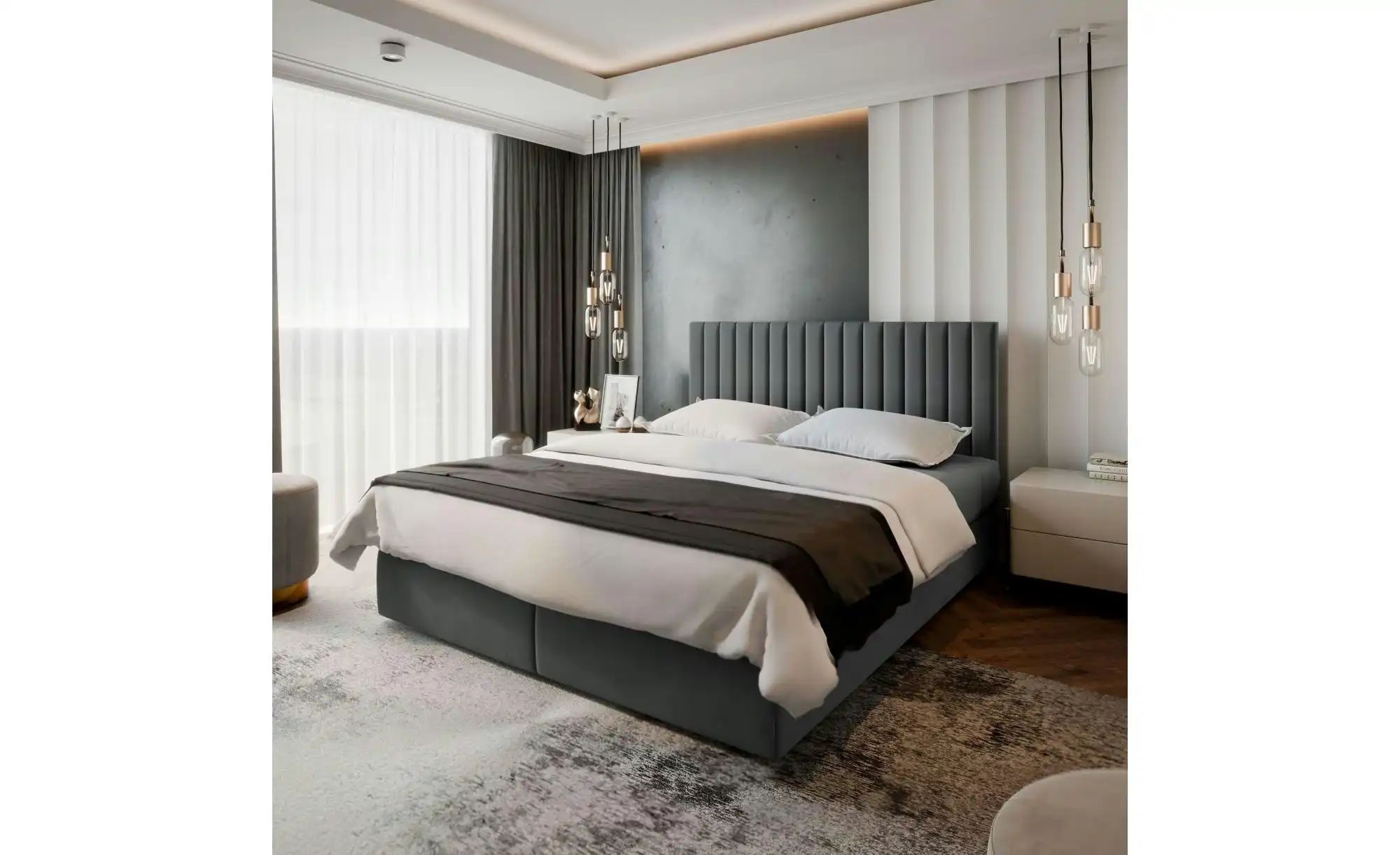 Thumbnail - MASSENO Boxbett mit Bettkasten Bresel ¦ grau ¦ Maße (cm): B: 180 H: 98 Betten > Polsterbetten - Höffner