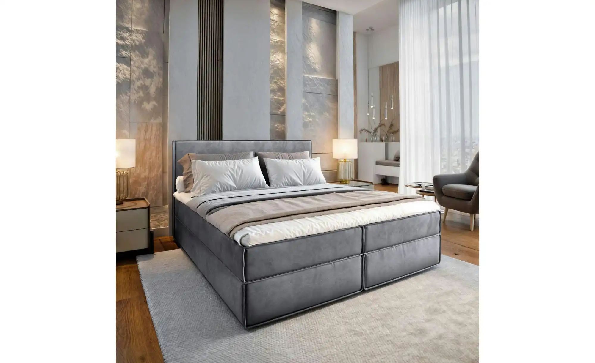 MASSENO Boxbett mit Bettkasten Pellio ¦ grau ¦ Maße (cm): B: 160 H: 98 Bett günstig online kaufen