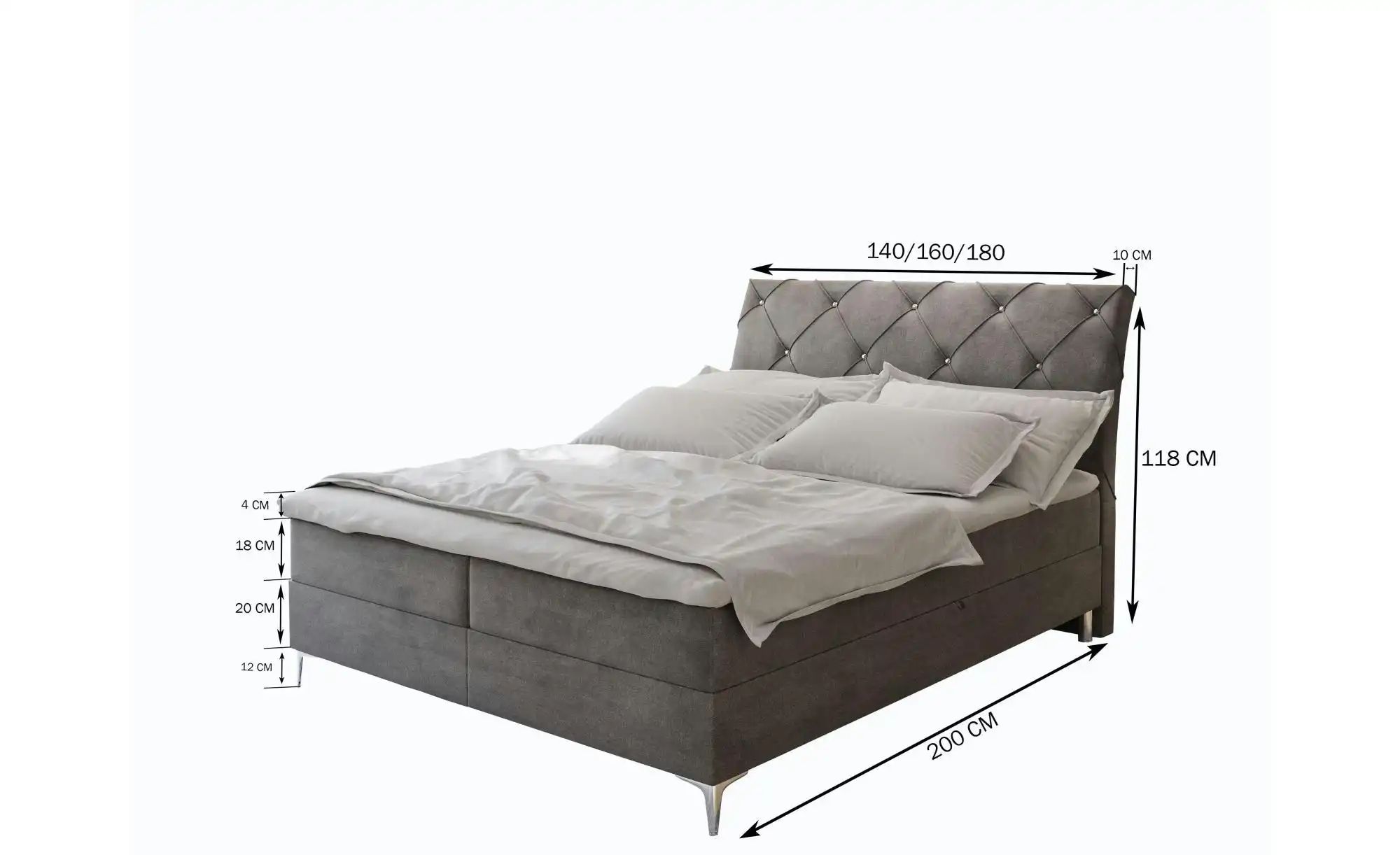 MASSENO Boxbett mit Bettkasten Macon ¦ schwarz ¦ Maße (cm): B: 180 H: 118 B günstig online kaufen