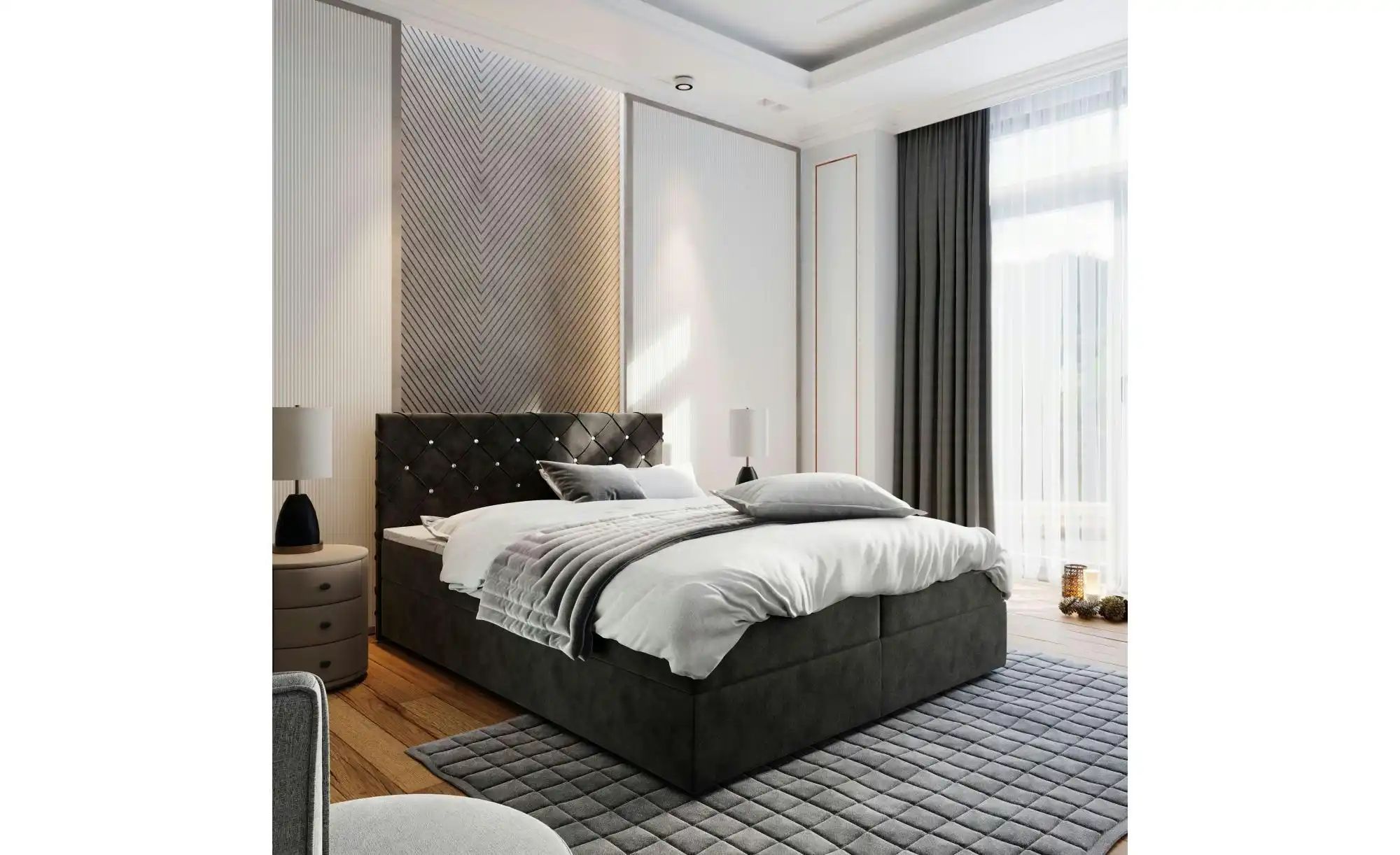 MASSENO Boxbett mit Bettkasten Riva ¦ schwarz ¦ Maße (cm): B: 140 H: 98 Bet günstig online kaufen