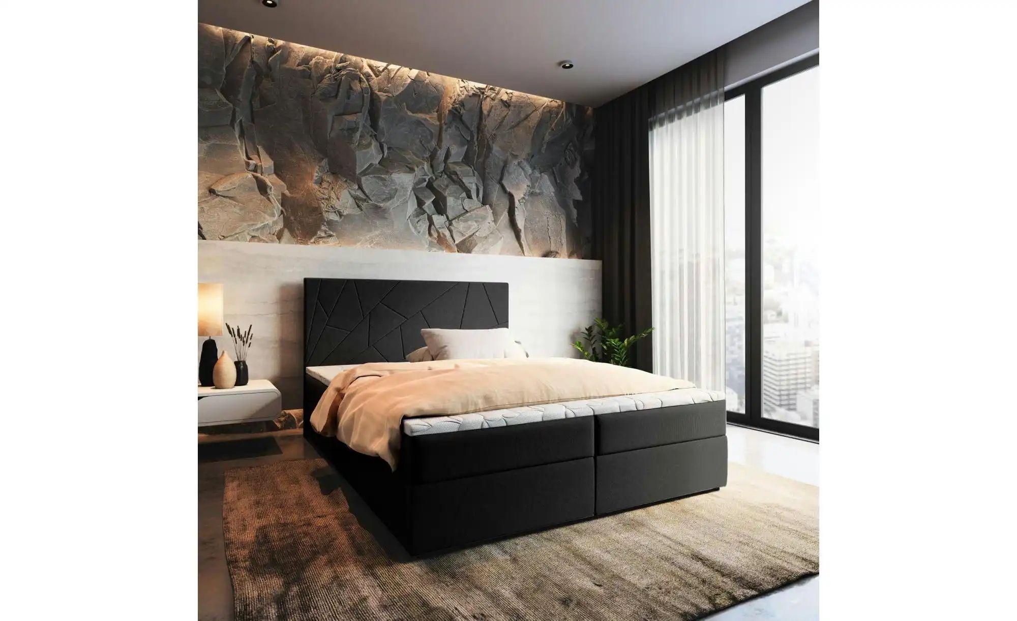 MASSENO Boxbett mit Bettkasten Mado ¦ schwarz ¦ Maße (cm): B: 180 H: 98 Bet günstig online kaufen