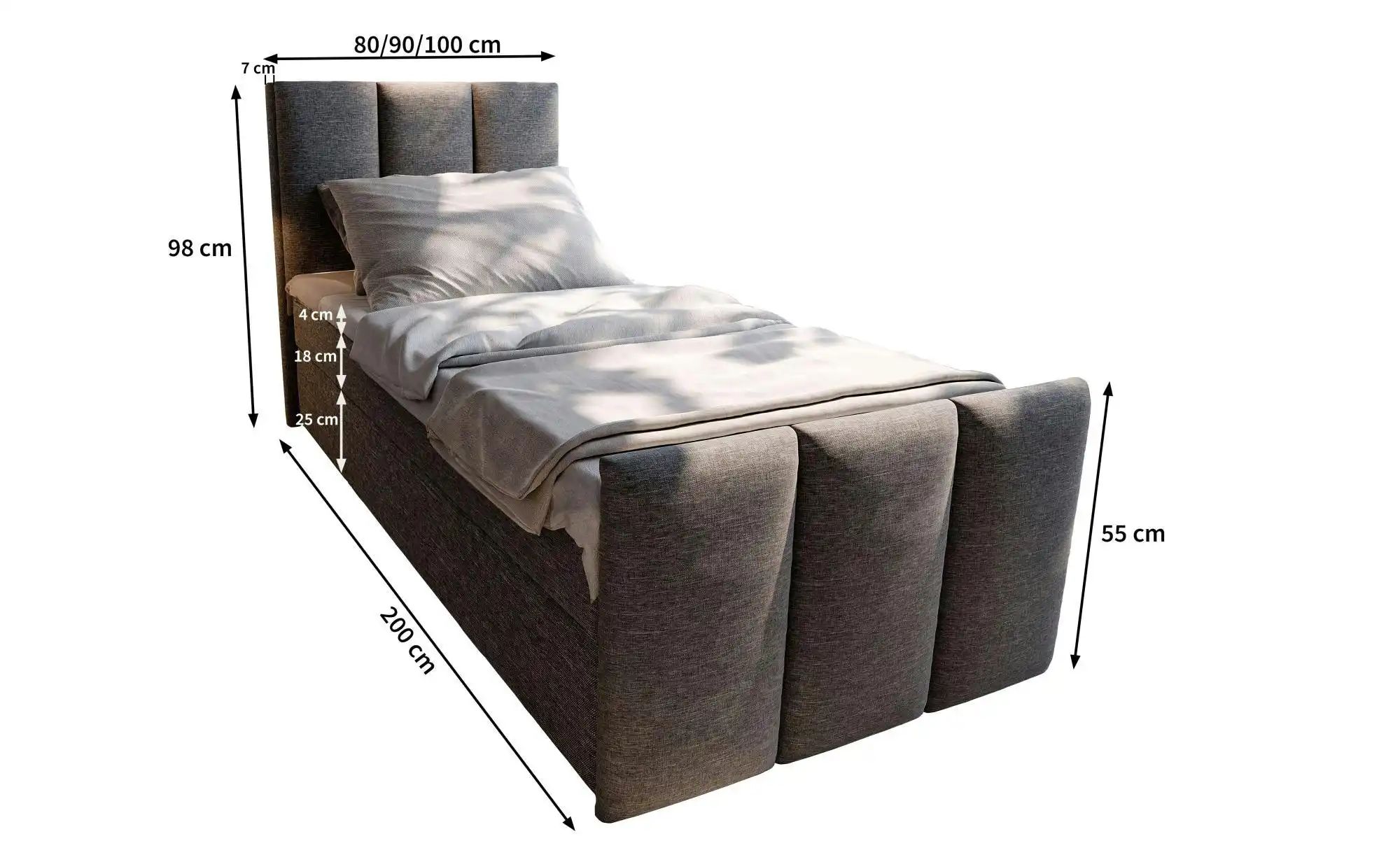 MASSENO Boxbett mit Bettkasten Lago ¦ schwarz ¦ Maße (cm): B: 80 H: 98 Bett günstig online kaufen