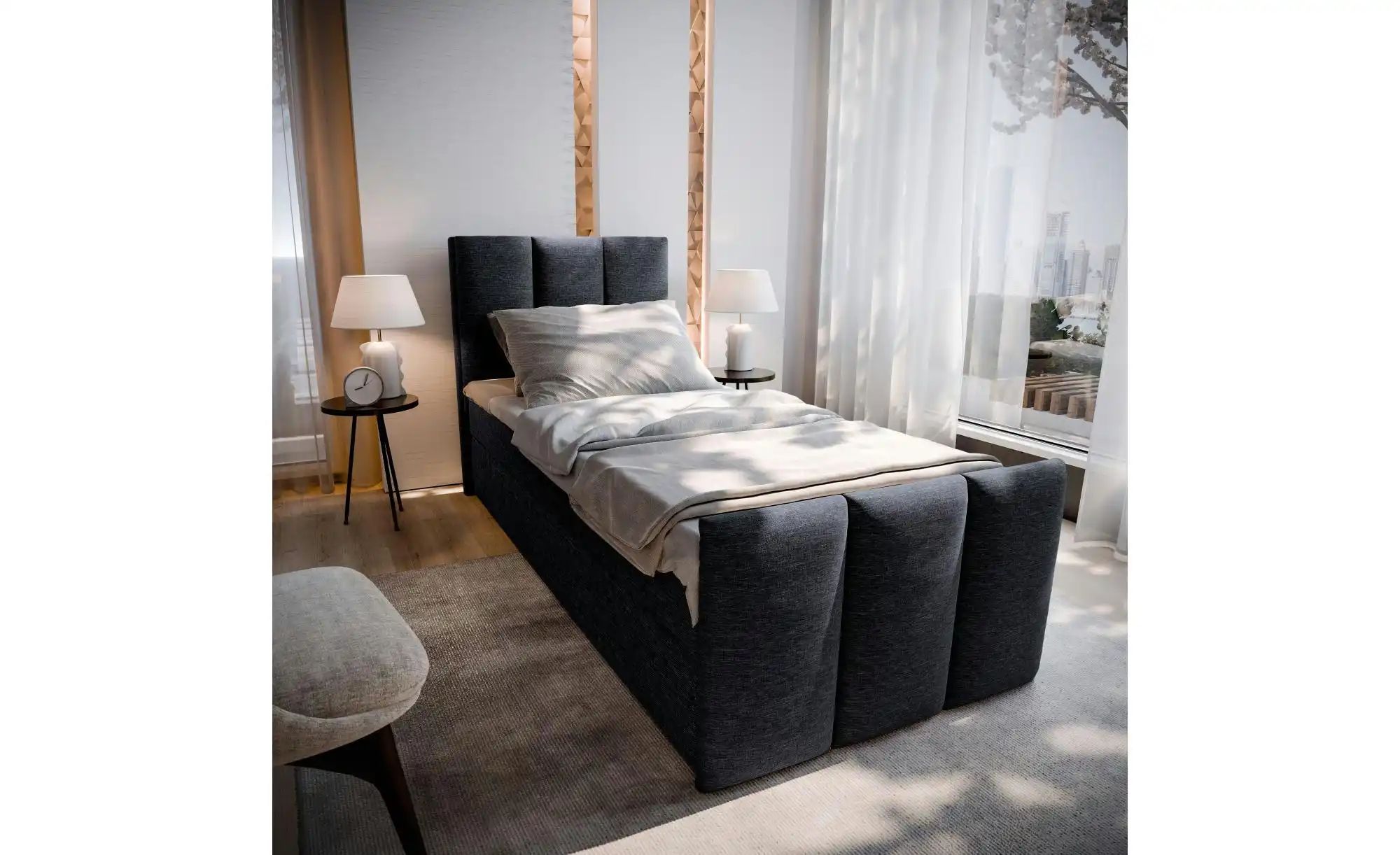 Thumbnail - MASSENO Boxbett mit Bettkasten Lago ¦ schwarz ¦ Maße (cm): B: 80 H: 98 Betten > Polsterbetten - Höffner