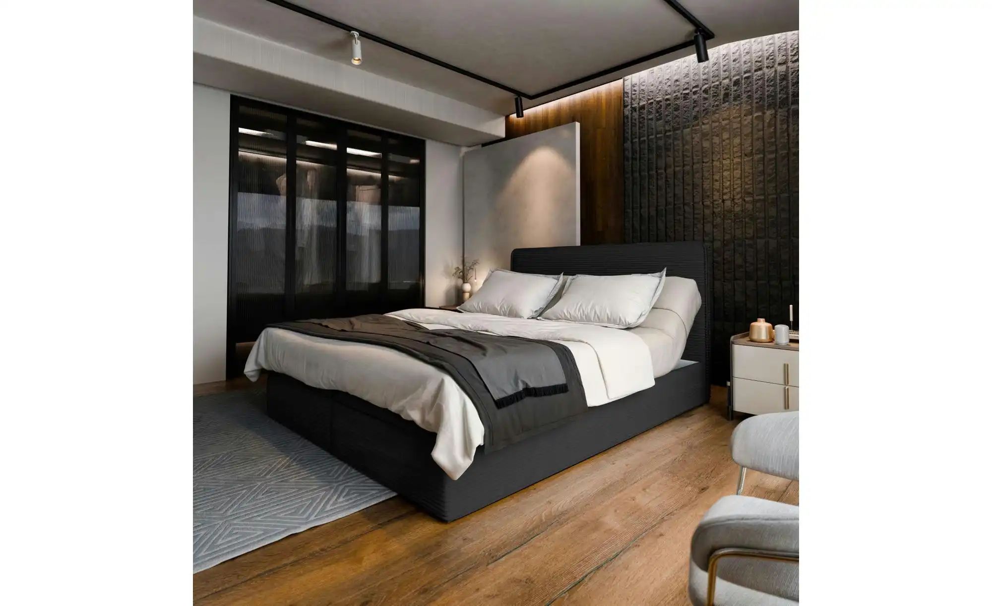 MASSENO Boxbett mit Bettkasten Astor ¦ schwarz ¦ Maße (cm): B: 140 H: 98 Be günstig online kaufen