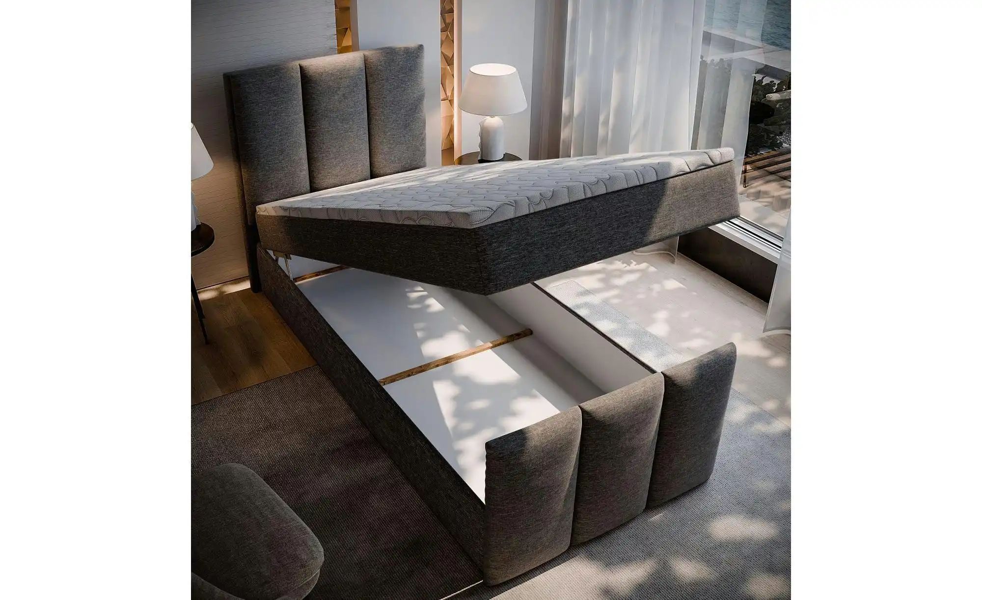 MASSENO Boxbett mit Bettkasten Lago ¦ grau ¦ Maße (cm): B: 90 H: 98 Betten günstig online kaufen