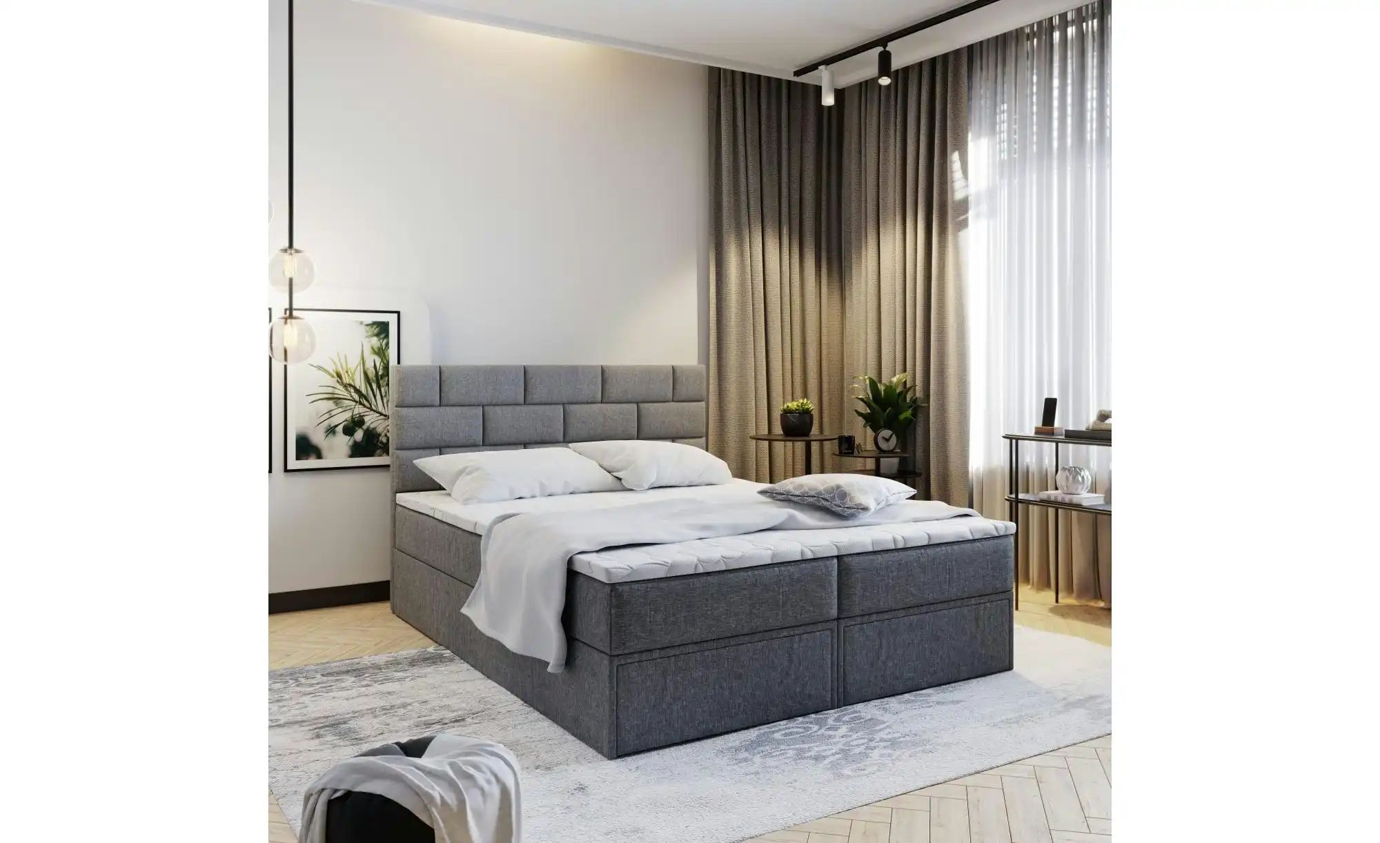 MASSENO Boxbett mit Bettkasten und 2 Schubladen Arinos ¦ grau ¦ Maße (cm): günstig online kaufen