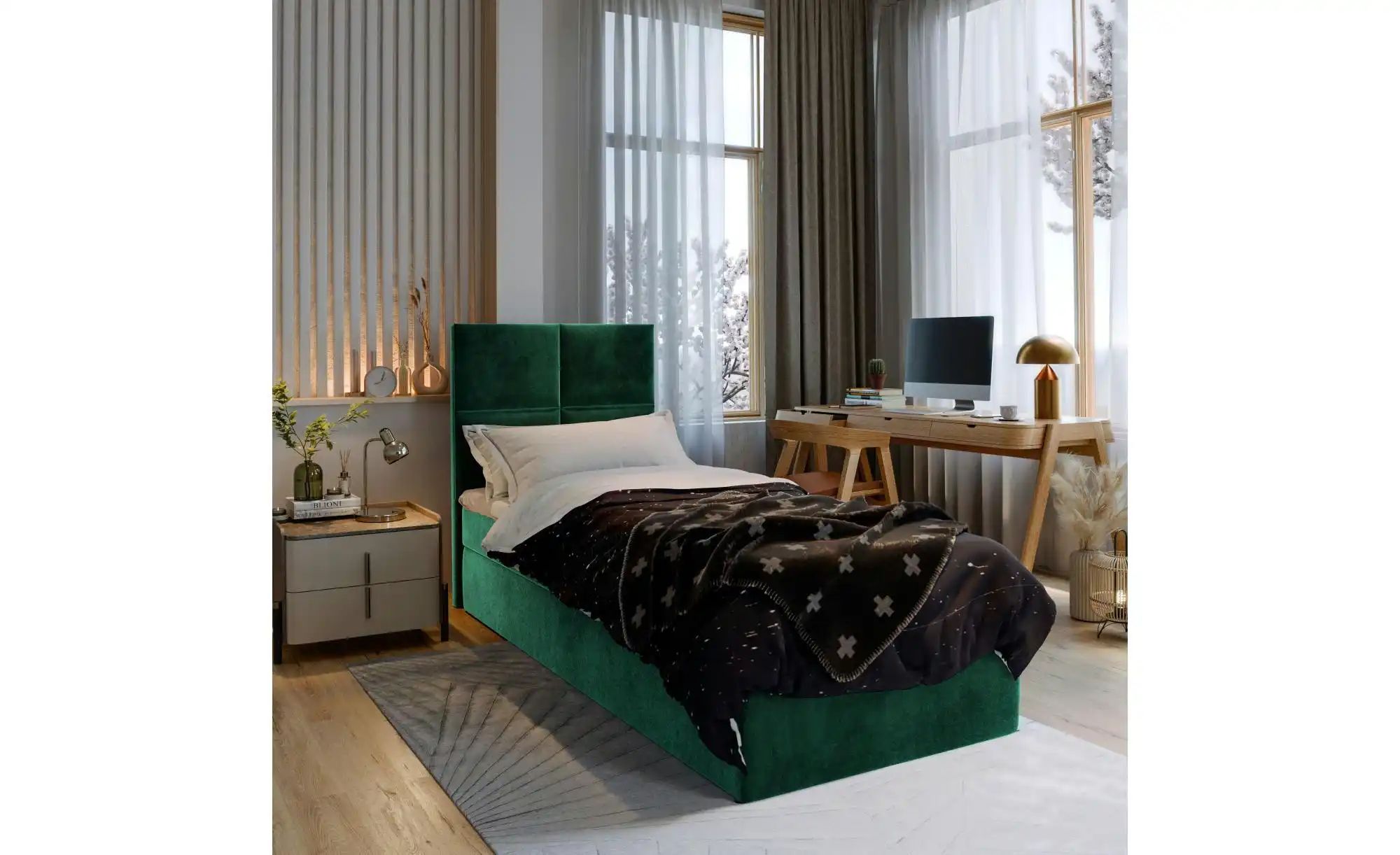 MASSENO Boxbett   ¦ grün ¦ Maße (cm): B: 80 H: 98 Betten > Polsterbetten - günstig online kaufen