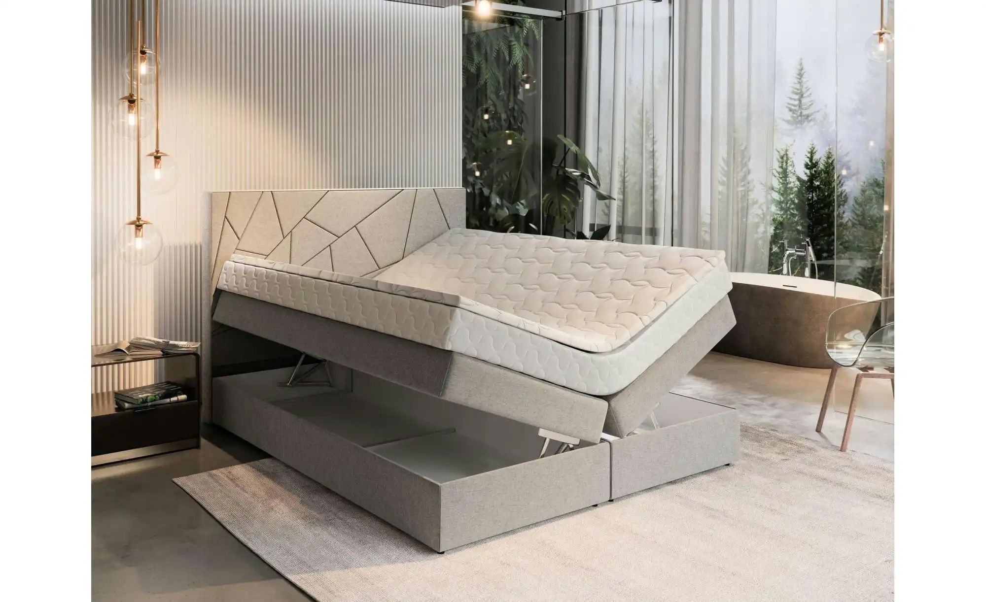 Thumbnail - MASSENO Boxbett mit Bettkasten Trani ¦ rosa/pink ¦ Maße (cm): B: 180 H: 115 Betten > Polsterbetten - Höffner