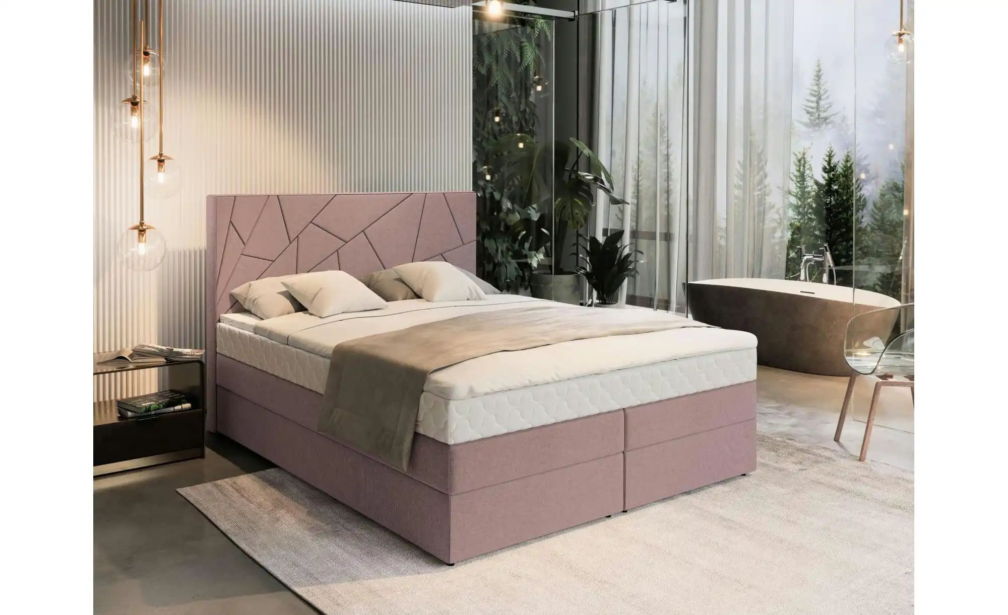Thumbnail - MASSENO Boxbett mit Bettkasten Trani ¦ rosa/pink ¦ Maße (cm): B: 180 H: 115 Betten > Polsterbetten - Höffner
