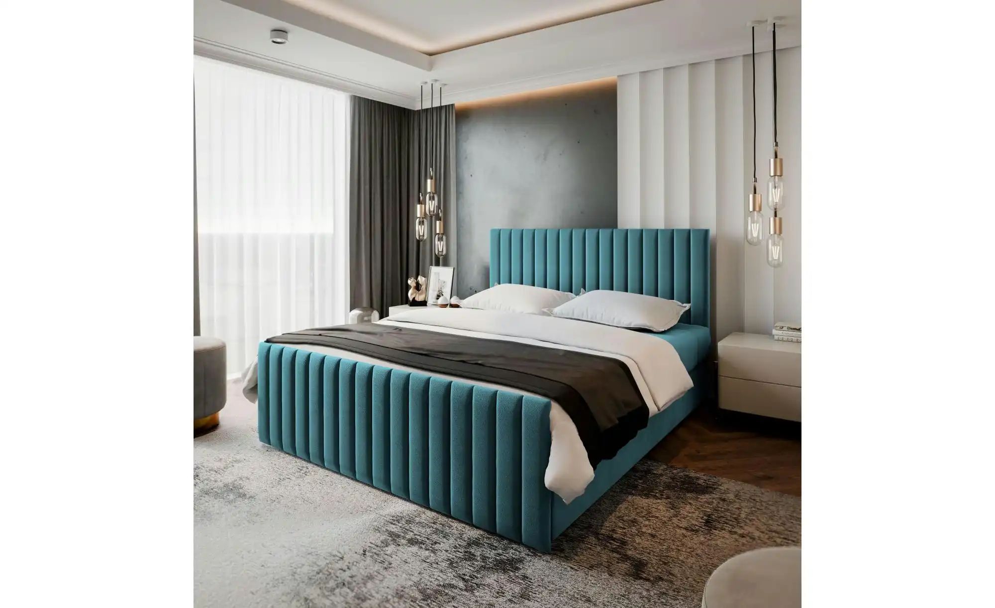 MASSENO Boxbett mit Bettkasten Arion ¦ türkis/petrol ¦ Maße (cm): B: 160 H: günstig online kaufen