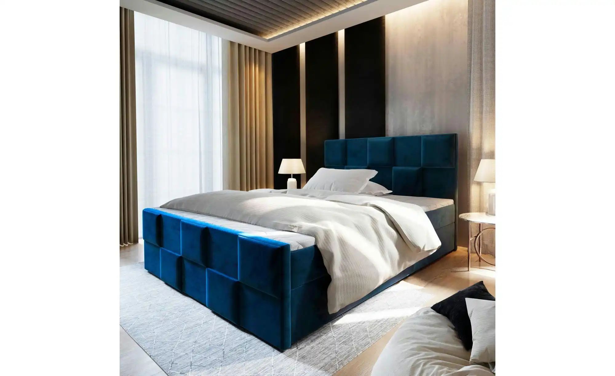 MASSENO Boxbett mit Bettkasten Mona ¦ blau ¦ Maße (cm): B: 160 H: 98 Betten günstig online kaufen