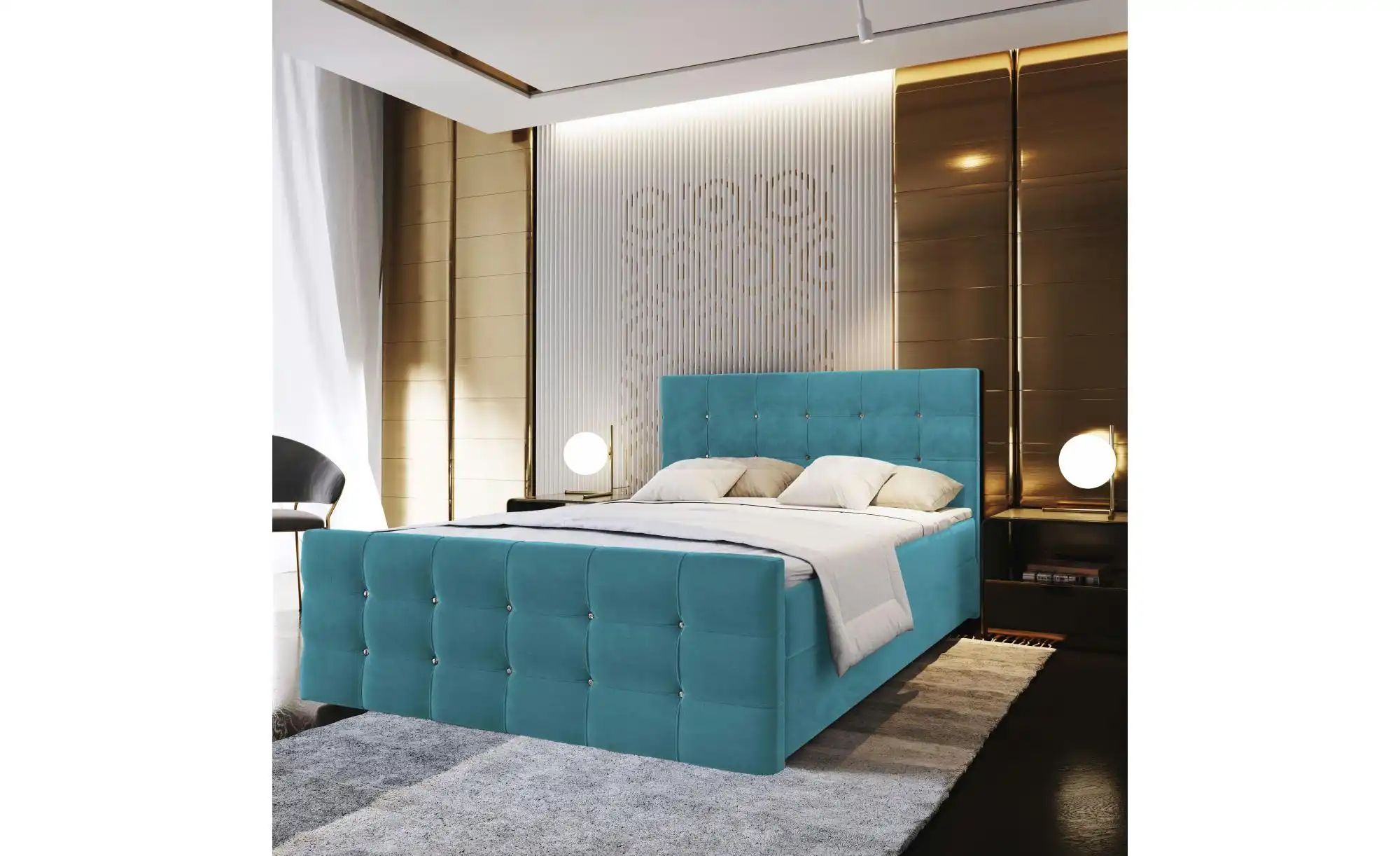 MASSENO Boxbett mit Bettkasten Slat ¦ blau ¦ Maße (cm): B: 160 H: 98 Betten günstig online kaufen