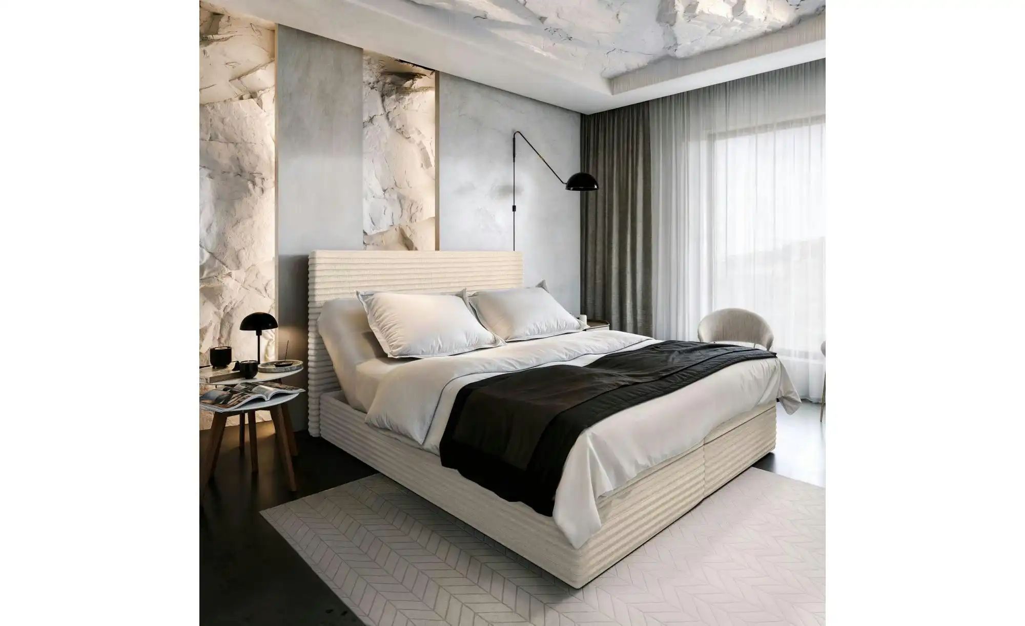 MASSENO Boxbett mit Bettkasten Milara ¦ creme ¦ Maße (cm): B: 160 H: 98 Bet günstig online kaufen