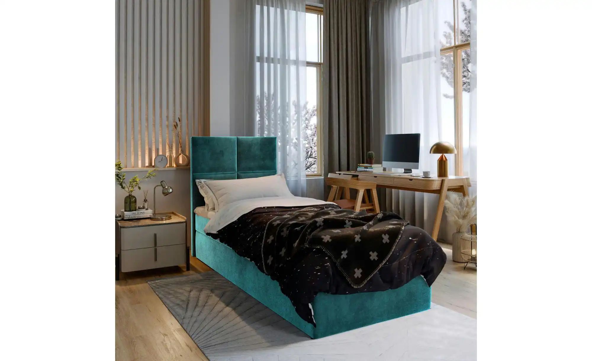 MASSENO Boxbett   ¦ türkis/petrol ¦ Maße (cm): B: 100 H: 98 Betten > Polste günstig online kaufen