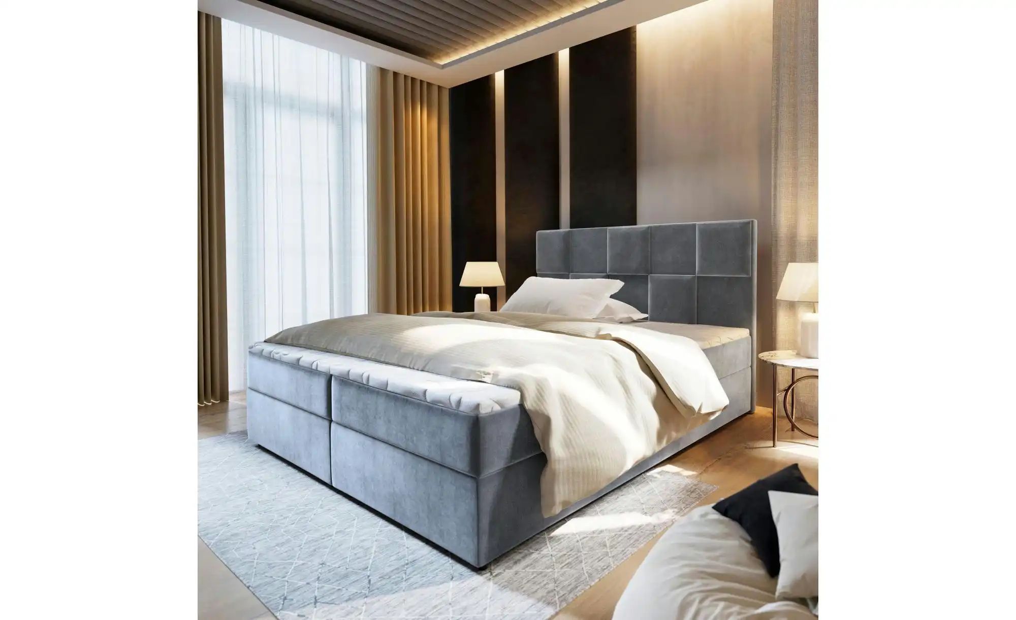 Thumbnail - MASSENO Boxbett mit Bettkasten Prata ¦ grau ¦ Maße (cm): B: 180 H: 98 Betten > Polsterbetten - Höffner