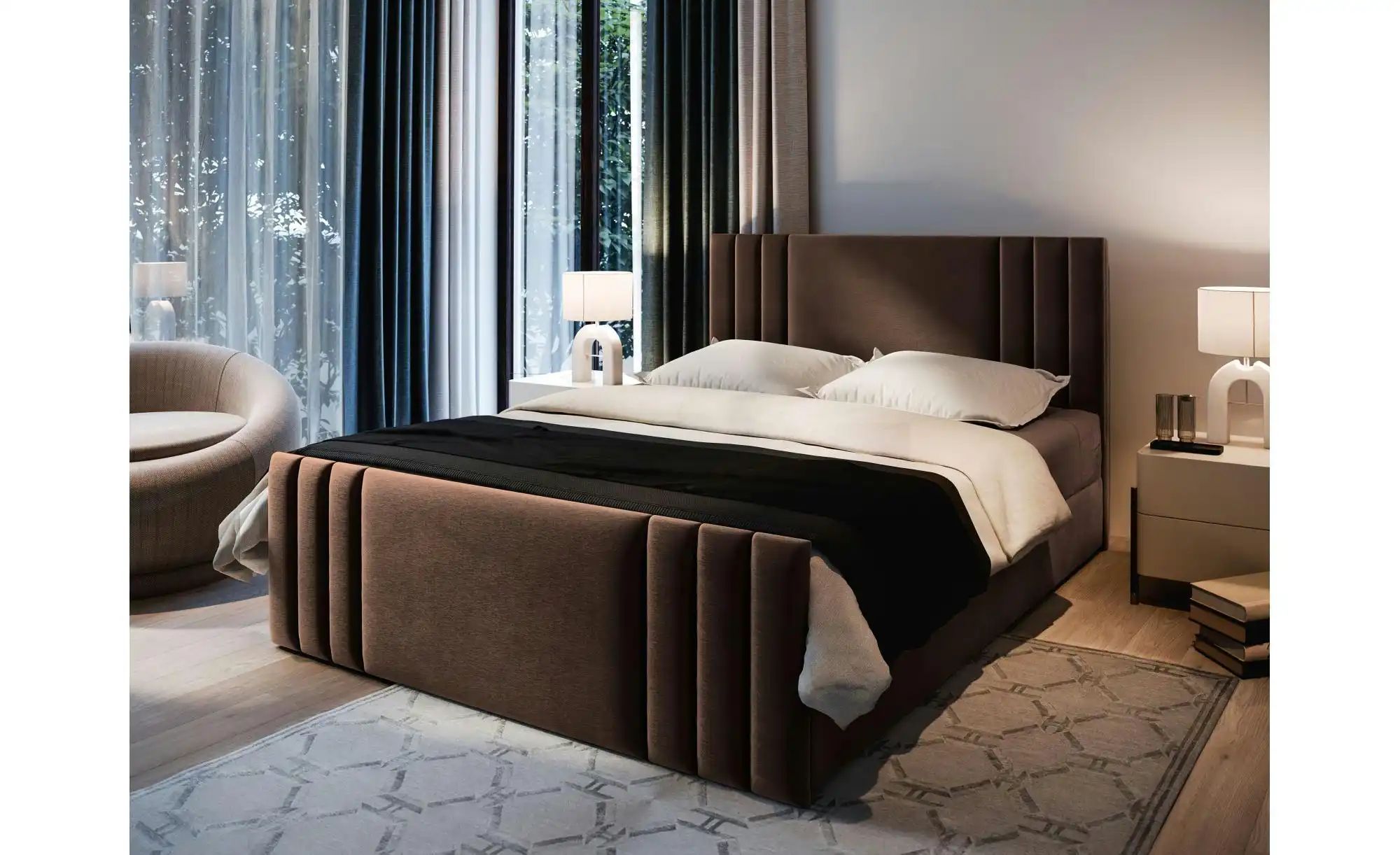 Thumbnail - MASSENO Boxbett mit Bettkasten Kanes ¦ braun ¦ Maße (cm): B: 140 H: 98 Betten > Polsterbetten - Höffner