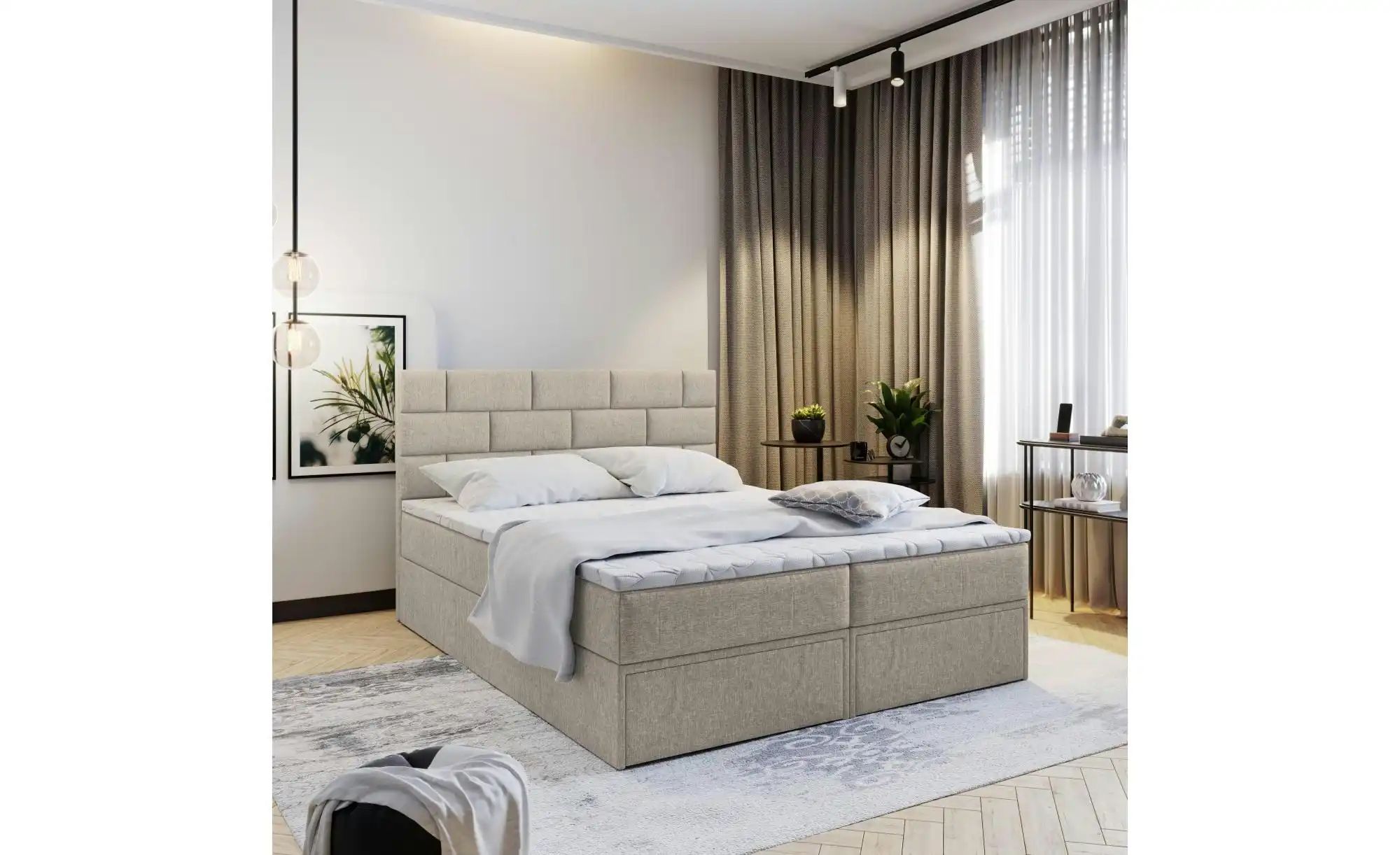 MASSENO Boxbett mit Bettkasten und 2 Schubladen Arinos ¦ beige ¦ Maße (cm): günstig online kaufen