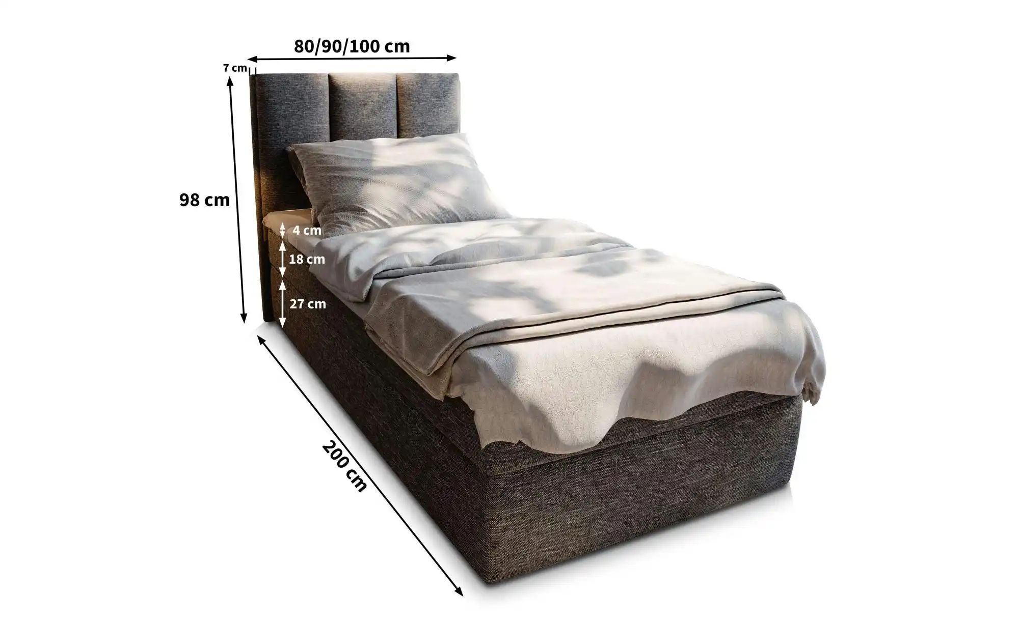 Thumbnail - MASSENO Boxbett mit Bettkasten Meril ¦ schwarz ¦ Maße (cm): B: 90 H: 98 Betten > Polsterbetten - Höffner