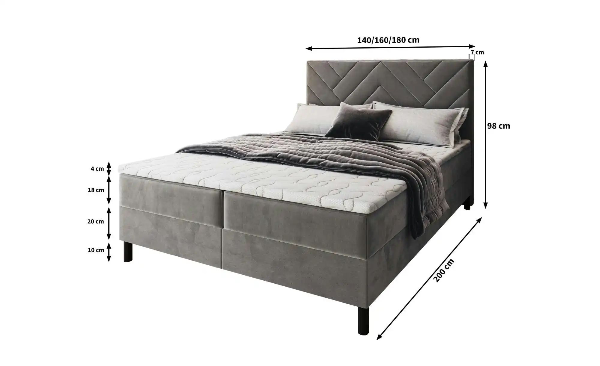 Thumbnail - MASSENO Boxbett mit Bettkasten Rokis ¦ beige ¦ Maße (cm): B: 160 H: 98 Betten > Polsterbetten - Höffner