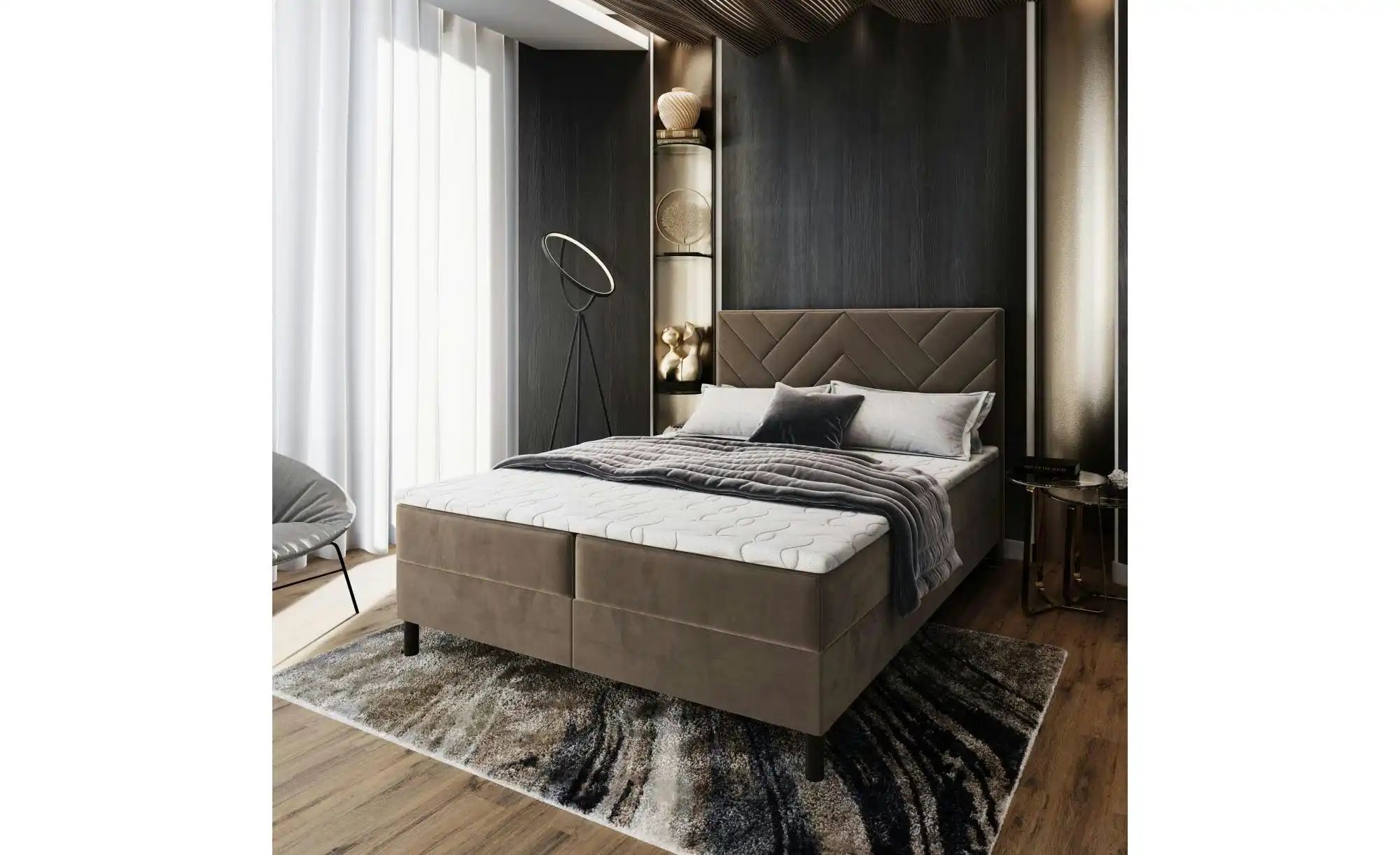 Thumbnail - MASSENO Boxbett mit Bettkasten Rokis ¦ beige ¦ Maße (cm): B: 160 H: 98 Betten > Polsterbetten - Höffner