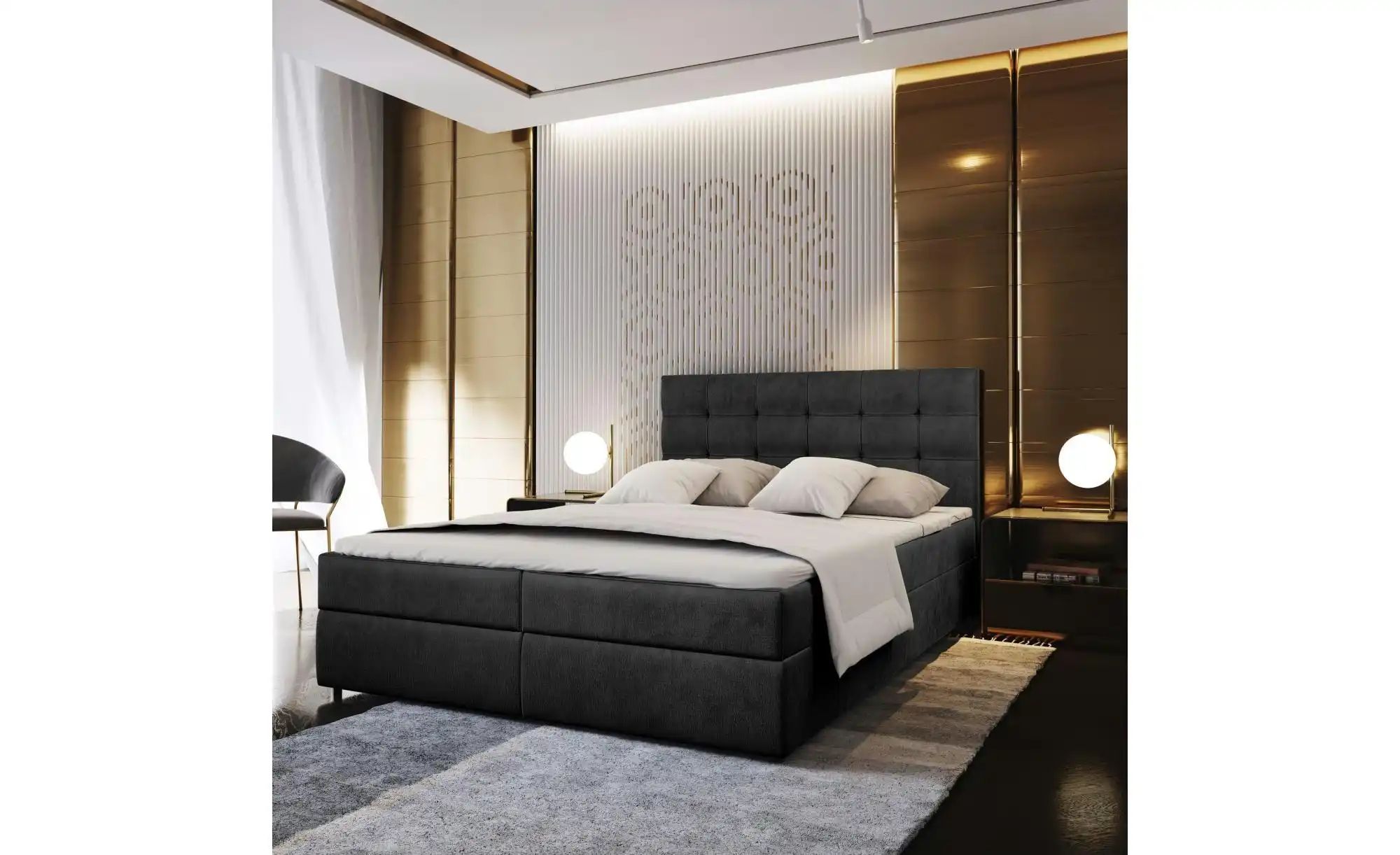 MASSENO Boxbett mit Bettkasten Glos ¦ schwarz ¦ Maße (cm): B: 140 H: 98 Bet günstig online kaufen