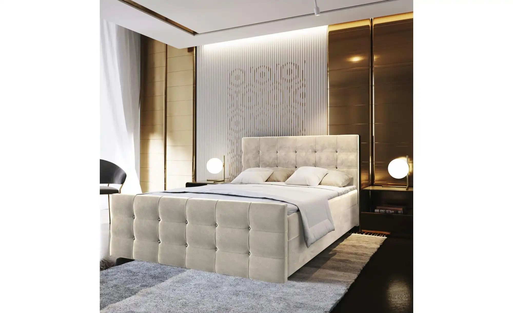 MASSENO Boxbett mit Bettkasten Slat ¦ beige ¦ Maße (cm): B: 140 H: 98 Bette günstig online kaufen