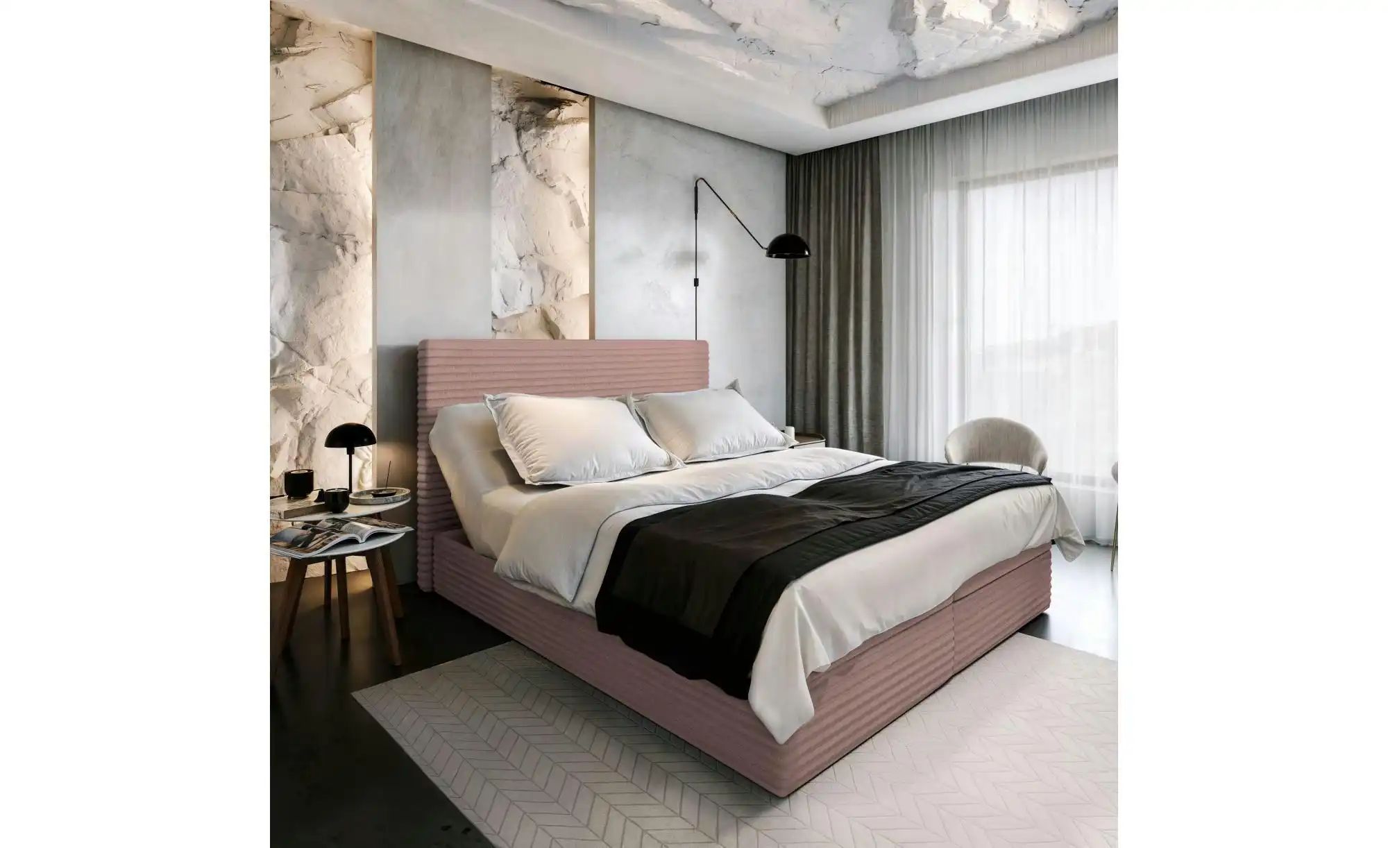 Thumbnail - MASSENO Boxbett mit Bettkasten Milara ¦ rosa/pink ¦ Maße (cm): B: 140 H: 98 Betten > Polsterbetten - Höffner