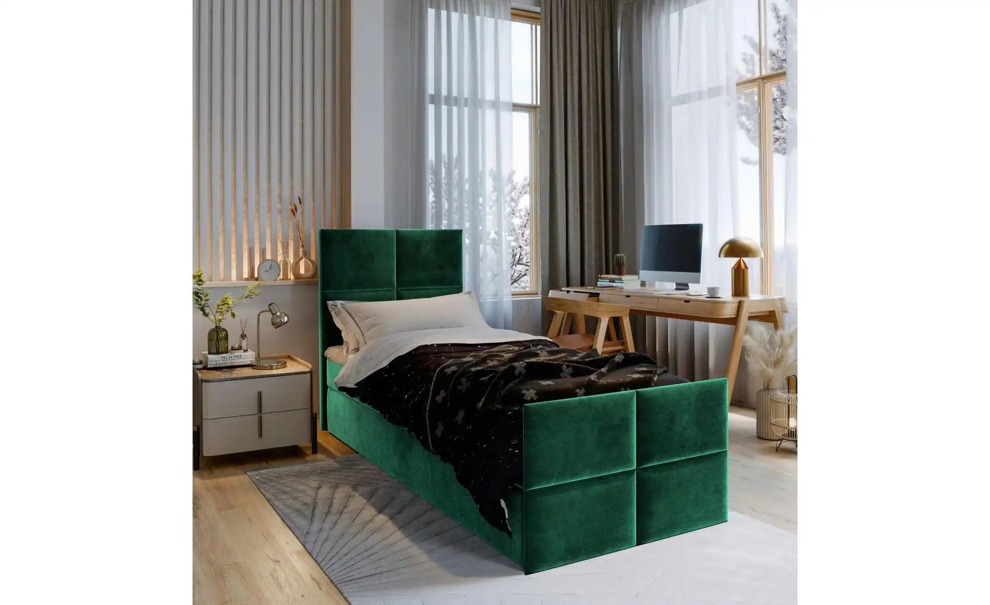 MASSENO Boxbett mit Bettkasten Ariel ¦ grün ¦ Maße (cm): B: 100 H: 98 Bette günstig online kaufen