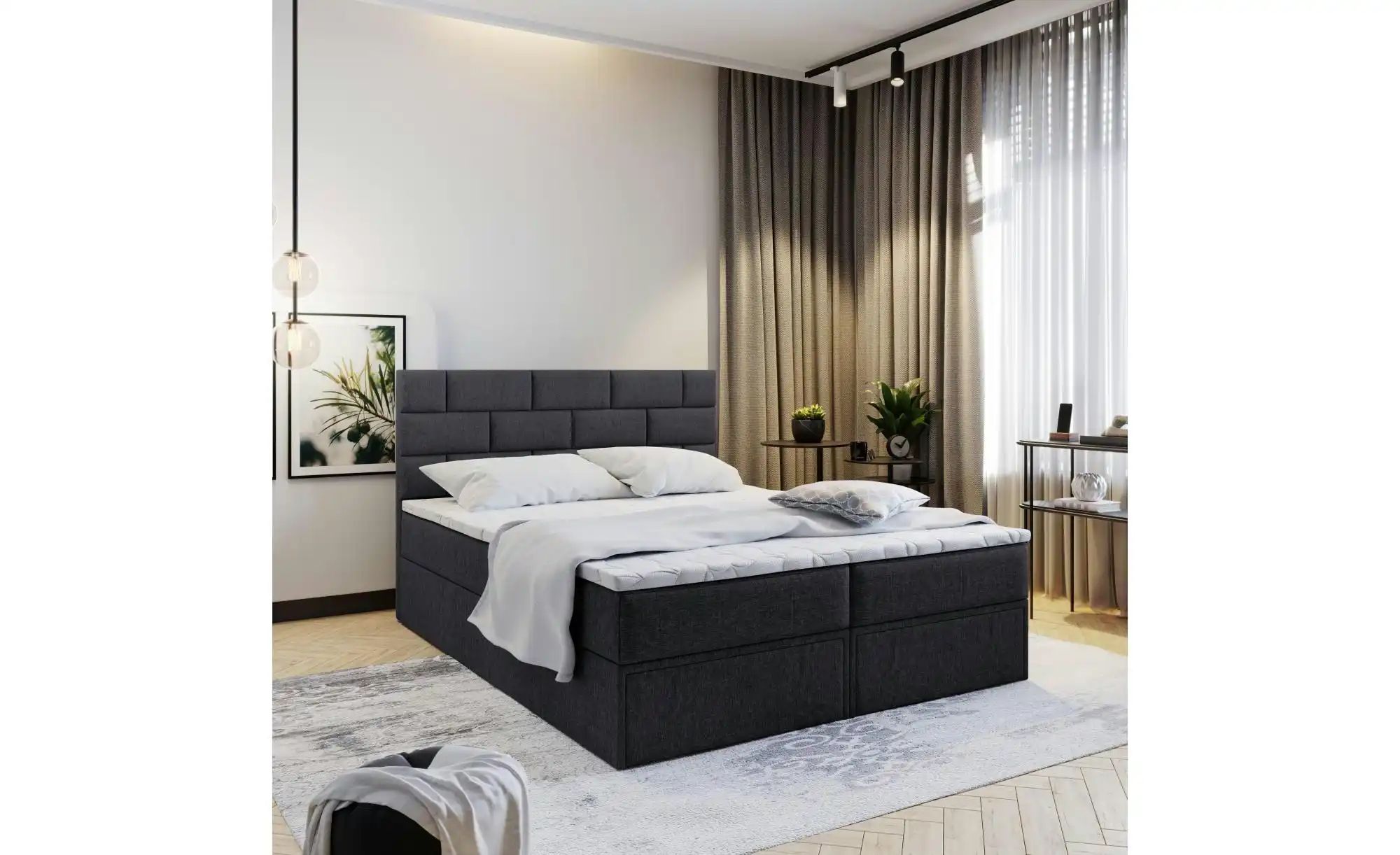 MASSENO Boxbett mit Bettkasten und 2 Schubladen Arinos ¦ schwarz ¦ Maße (cm günstig online kaufen