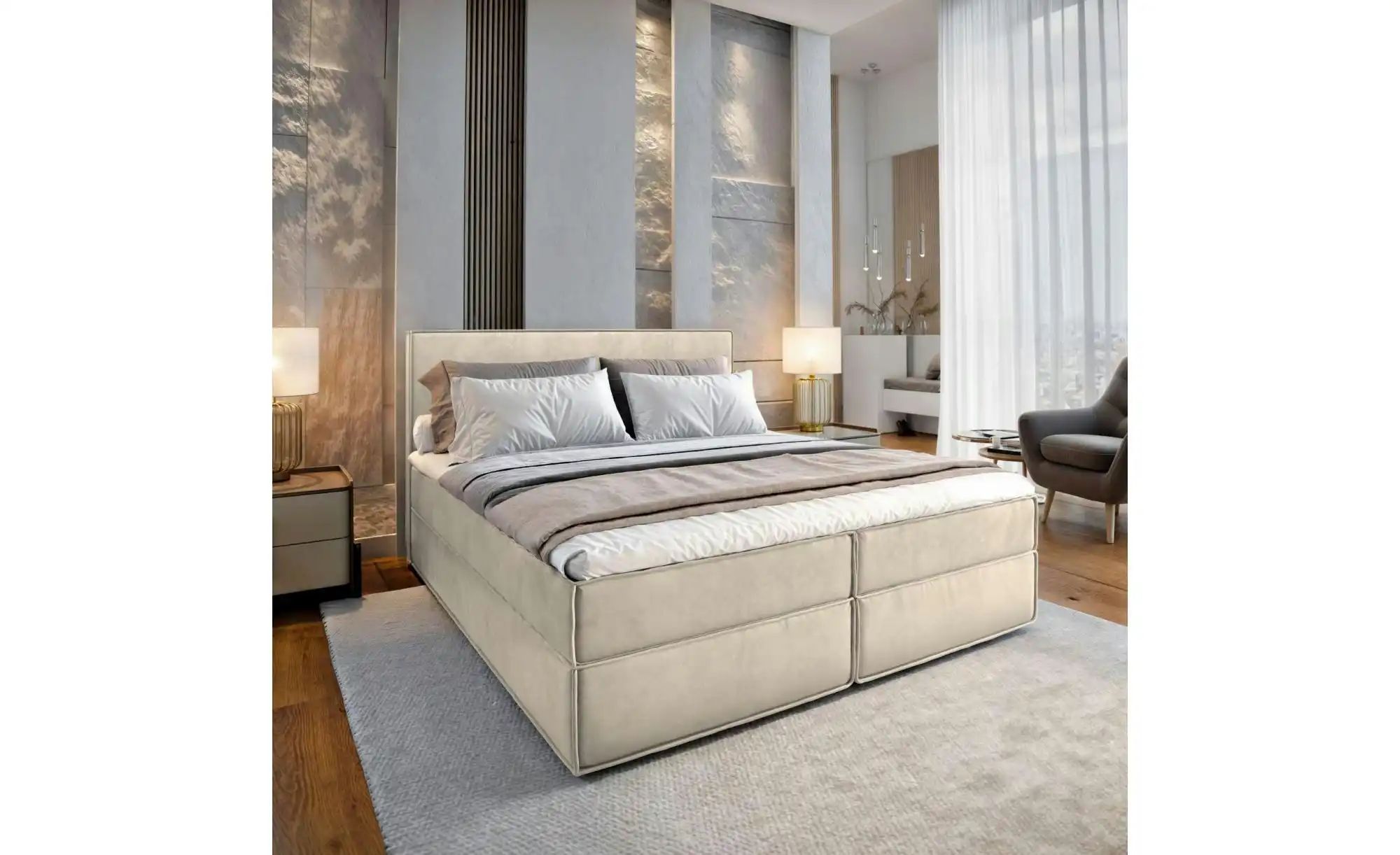 MASSENO Boxbett mit Bettkasten Pellio ¦ creme ¦ Maße (cm): B: 160 H: 98 Bet günstig online kaufen