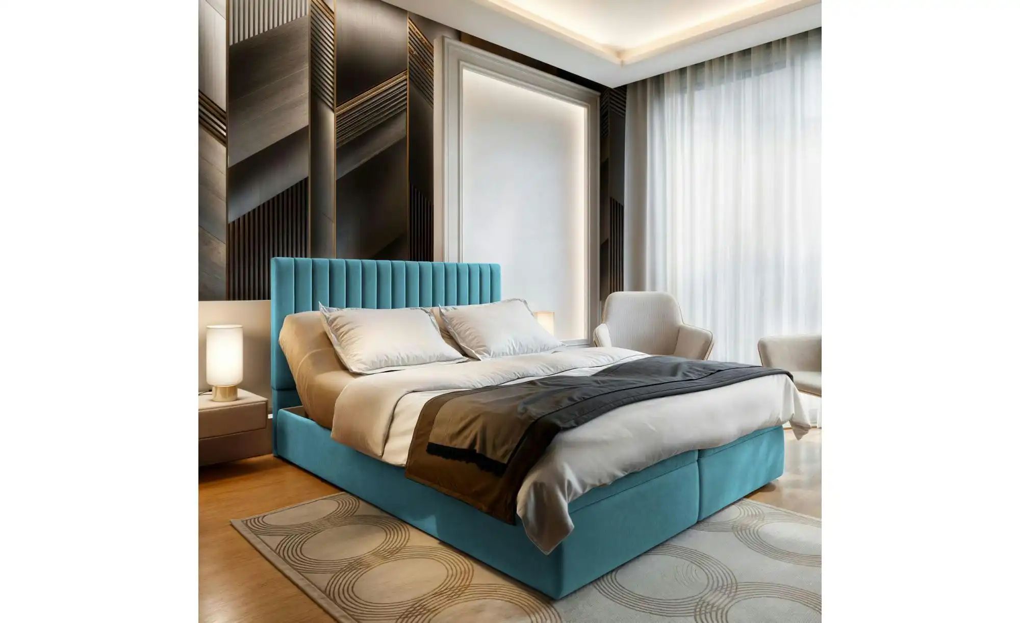 MASSENO Boxbett mit Bettkasten Murlo ¦ türkis/petrol ¦ Maße (cm): B: 160 H: günstig online kaufen