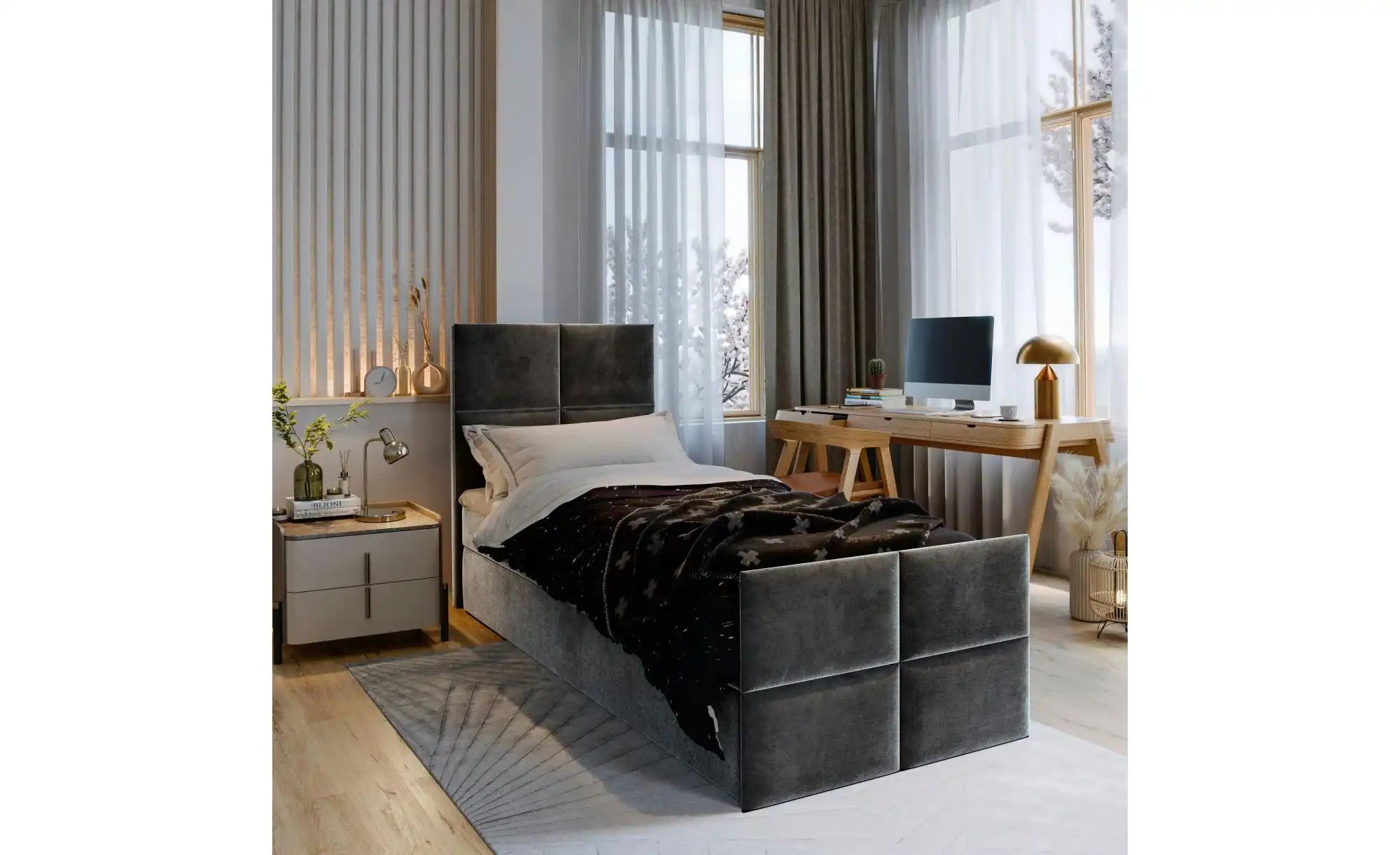 MASSENO Boxbett mit Bettkasten Ariel ¦ grau ¦ Maße (cm): B: 100 H: 98 Bette günstig online kaufen