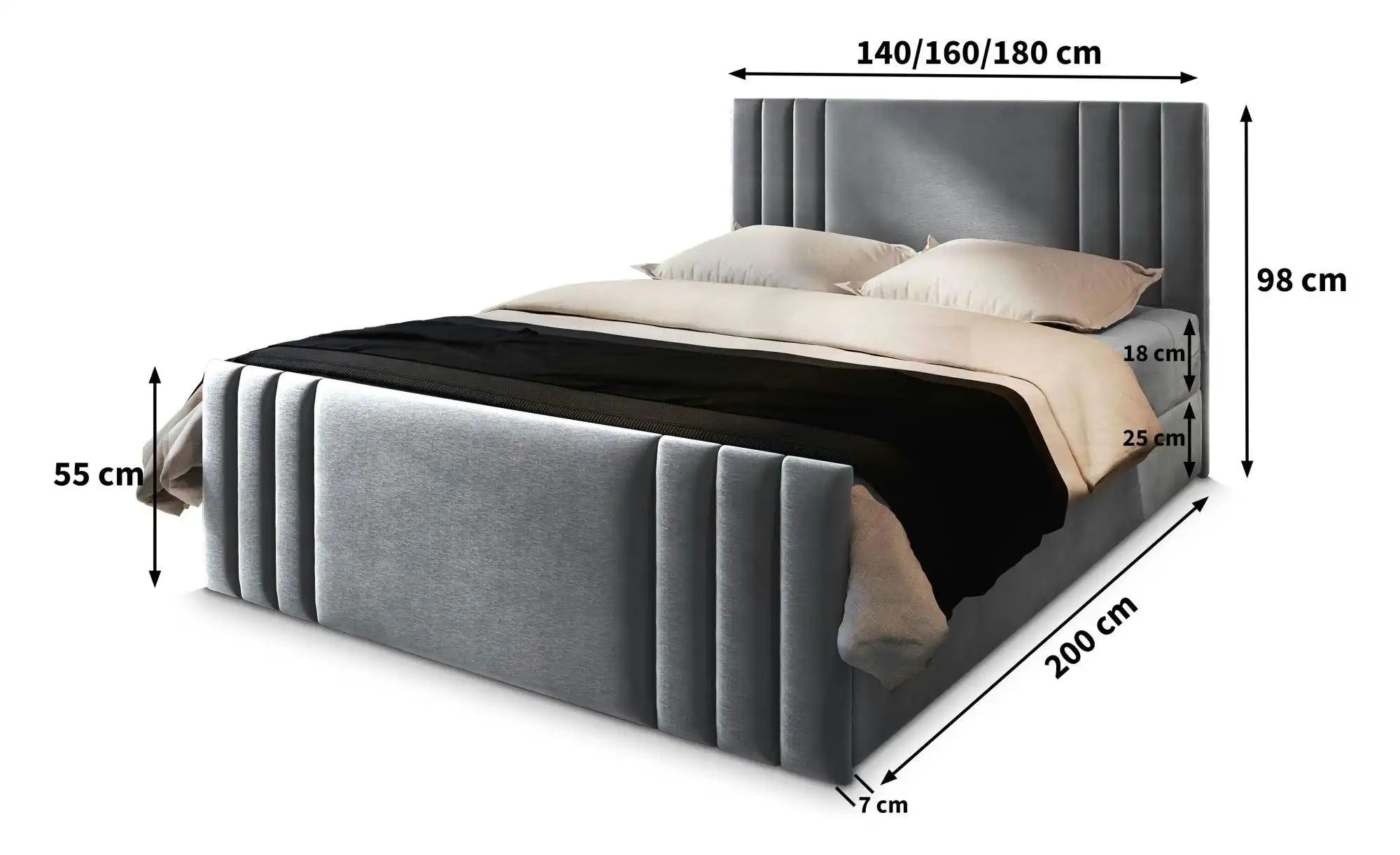 MASSENO Boxbett mit Bettkasten Kanes ¦ blau ¦ Maße (cm): B: 180 H: 98 Bette günstig online kaufen