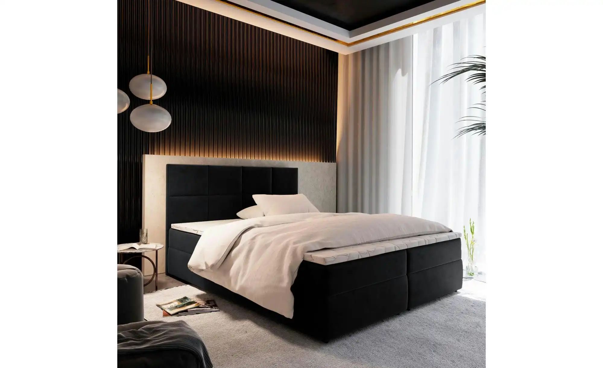 MASSENO Boxbett   ¦ schwarz ¦ Maße (cm): B: 140 H: 98 Betten > Polsterbette günstig online kaufen