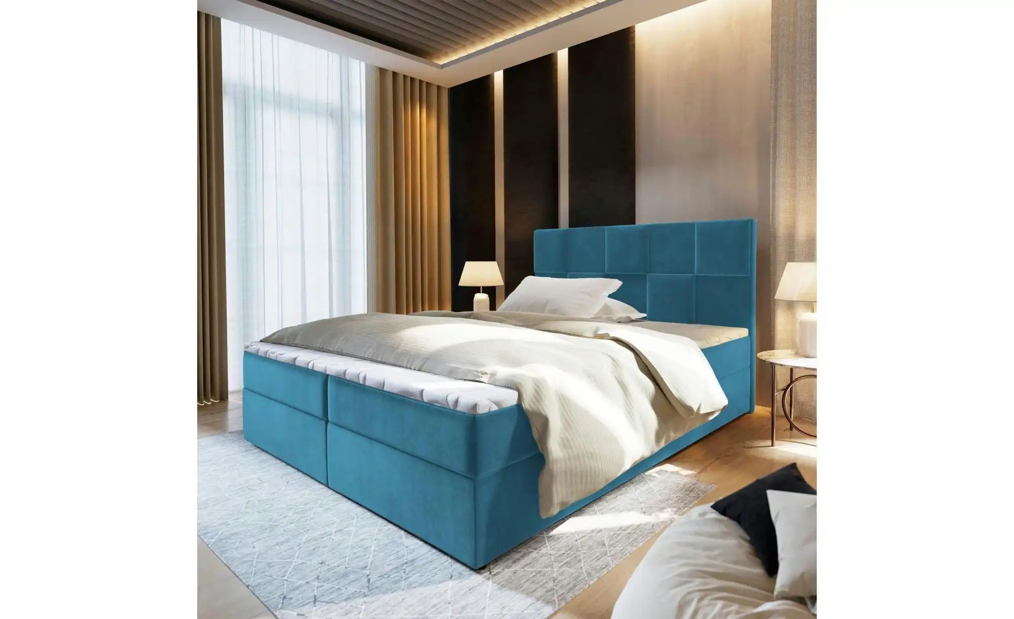 MASSENO Boxbett mit Bettkasten Prata ¦ blau ¦ Maße (cm): B: 160 H: 98 Bette günstig online kaufen
