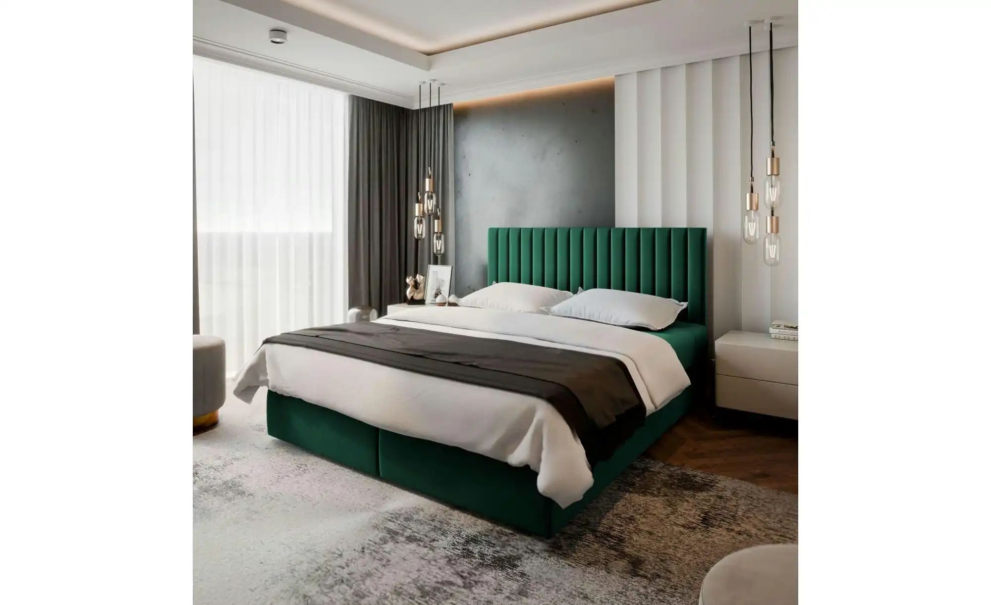 Thumbnail - MASSENO Boxbett mit Bettkasten Bresel ¦ grün ¦ Maße (cm): B: 180 H: 98 Betten > Polsterbetten - Höffner