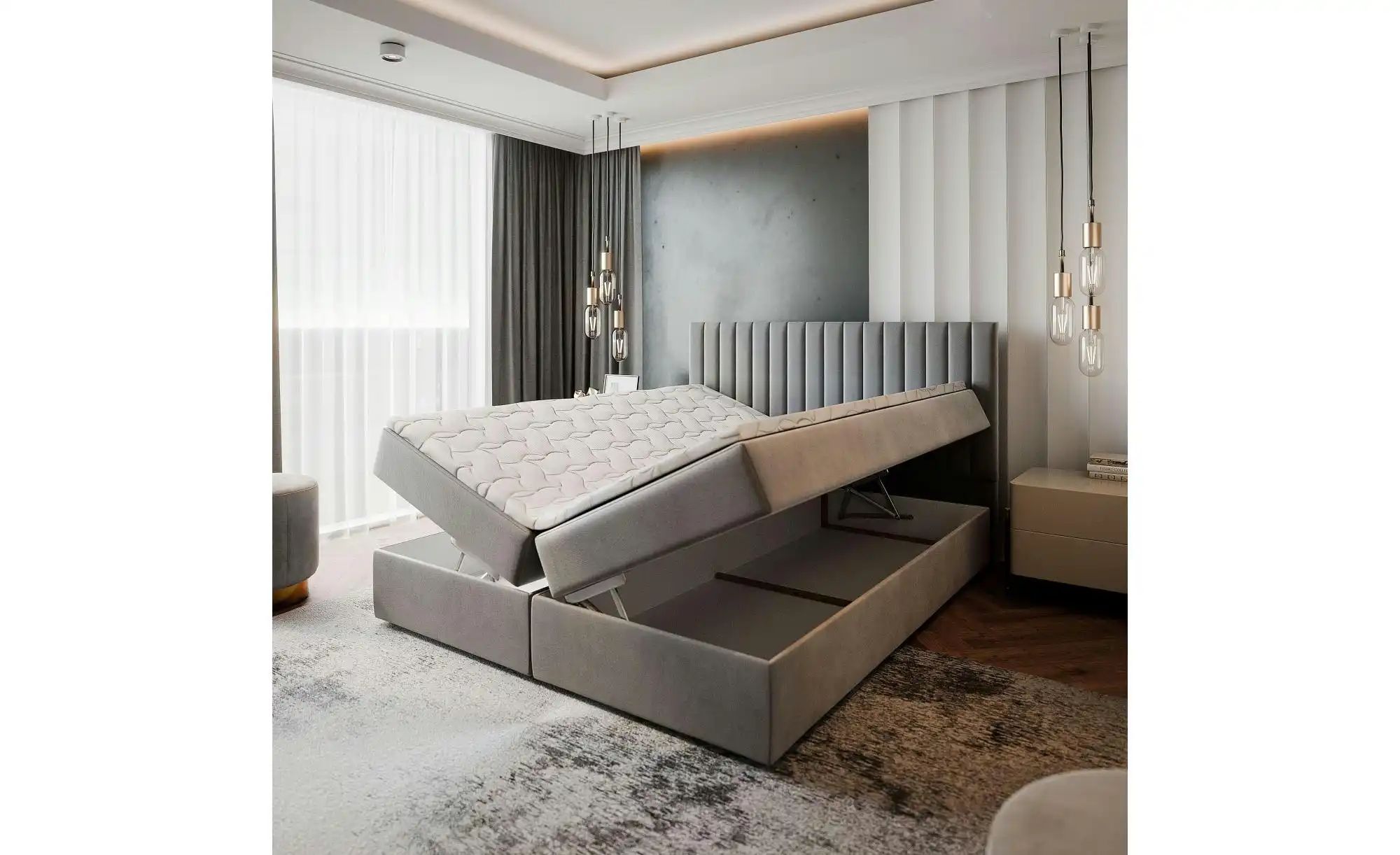 Thumbnail - MASSENO Boxbett mit Bettkasten Bresel ¦ grün ¦ Maße (cm): B: 180 H: 98 Betten > Polsterbetten - Höffner