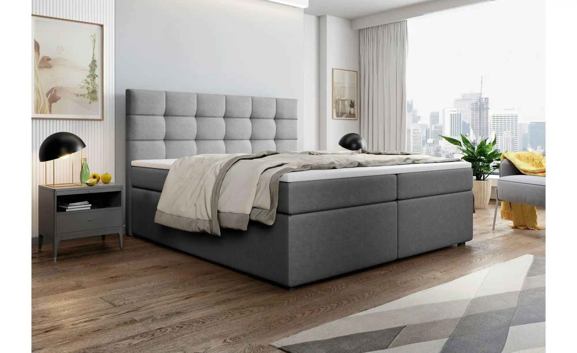 MASSENO Boxbett mit Bettkasten Palma ¦ grau ¦ Maße (cm): B: 140 H: 120 Bett günstig online kaufen