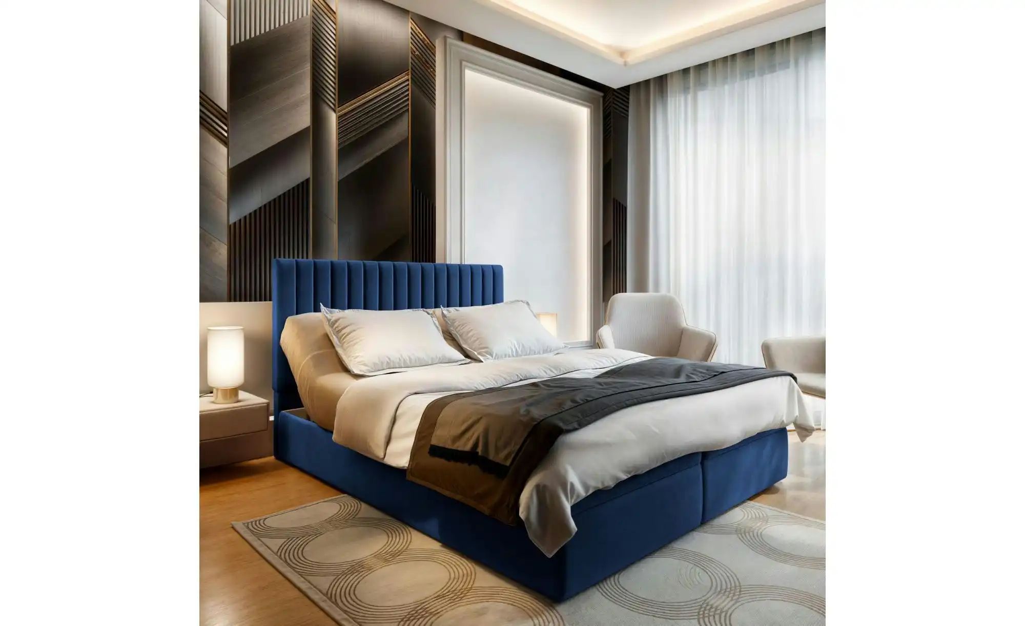 MASSENO Boxbett mit Bettkasten Murlo ¦ blau ¦ Maße (cm): B: 160 H: 98 Bette günstig online kaufen