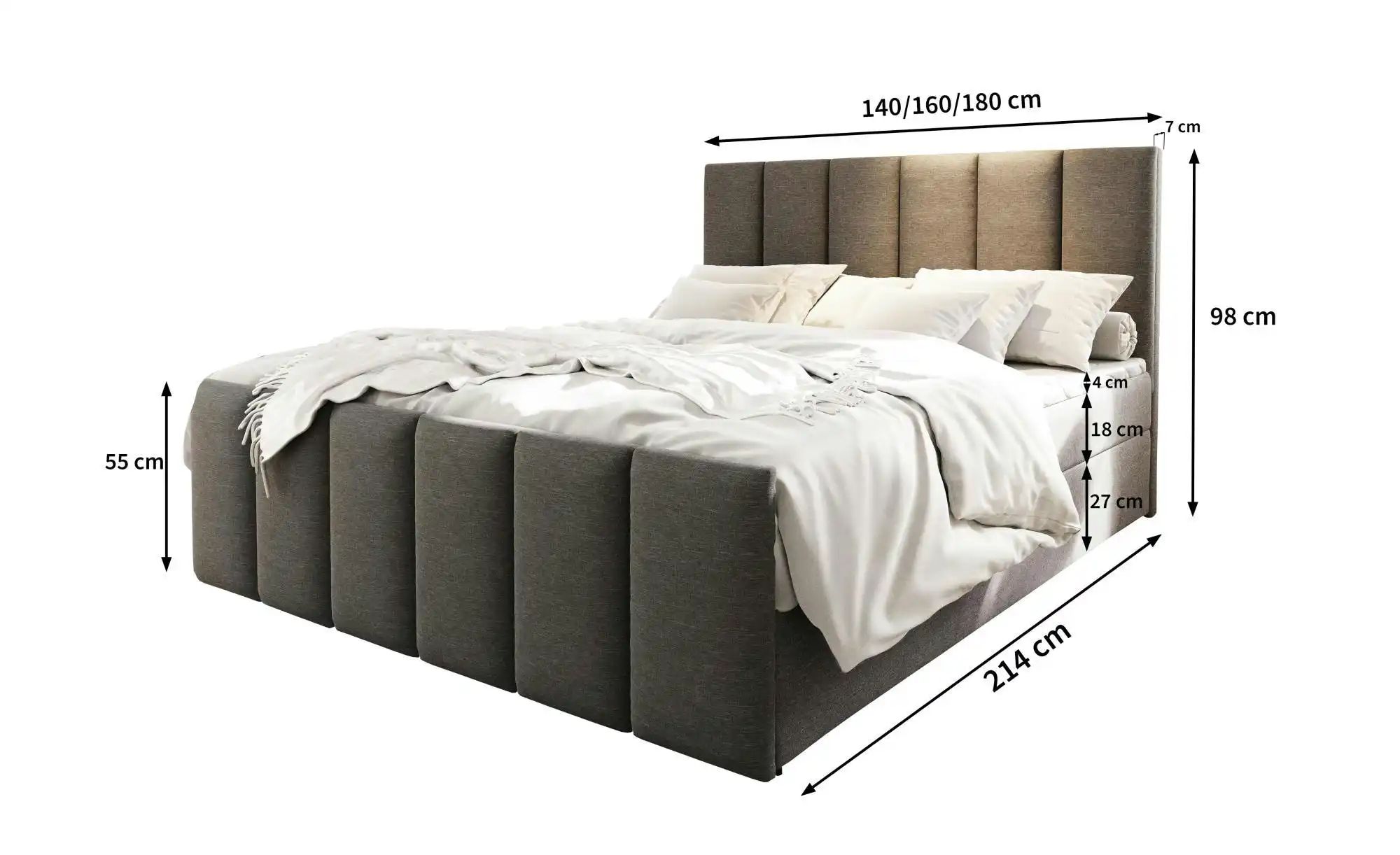 Thumbnail - MASSENO Boxbett mit Bettkasten Lago ¦ braun ¦ Maße (cm): B: 160 H: 98 Betten > Polsterbetten - Höffner