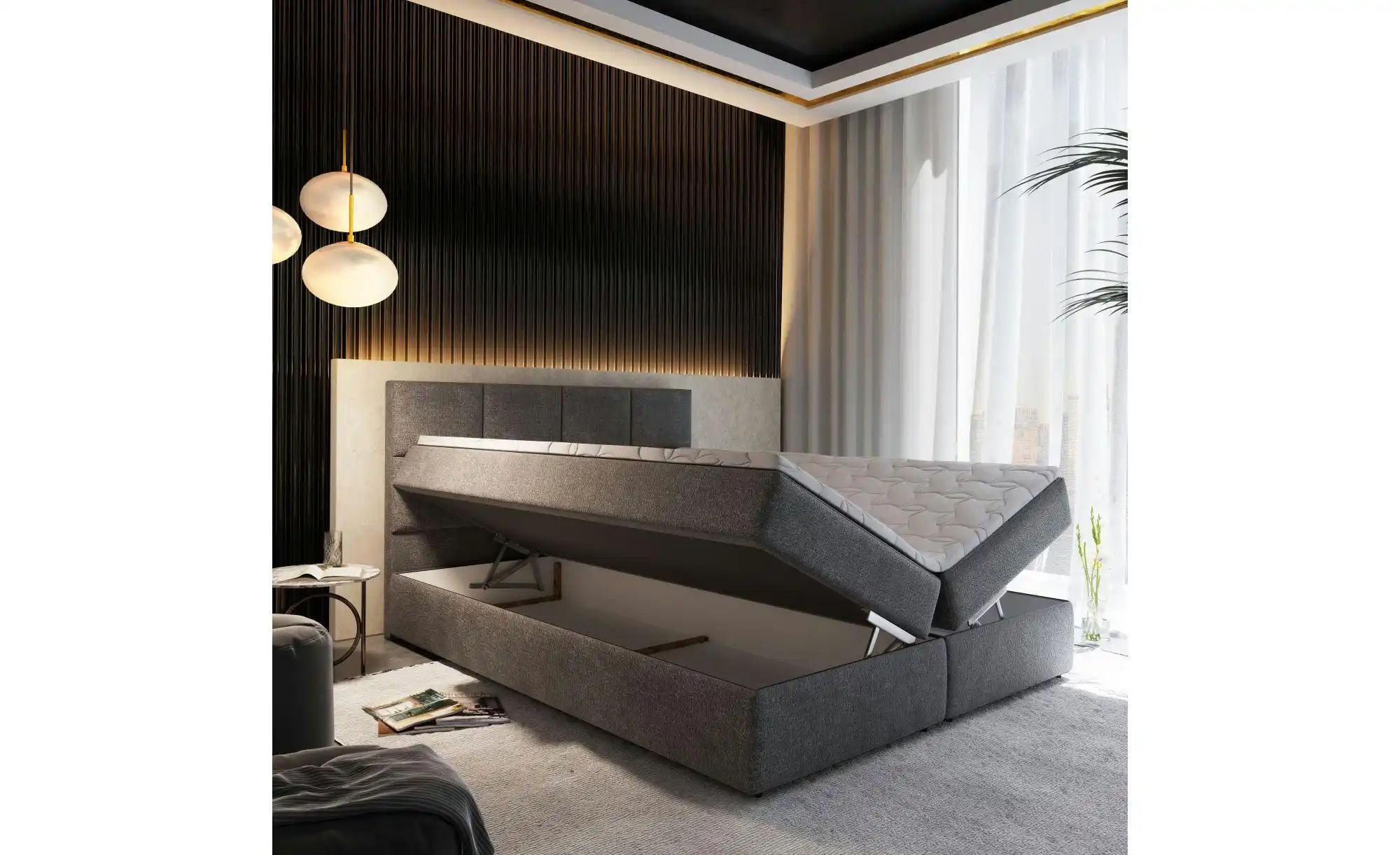 MASSENO Boxbett mit Bettkasten Lena ¦ grau ¦ Maße (cm): B: 160 H: 98 Betten günstig online kaufen