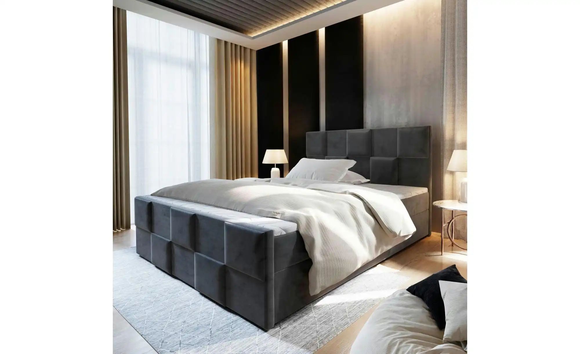 MASSENO Boxbett mit Bettkasten Mona ¦ grau ¦ Maße (cm): B: 180 H: 98 Betten günstig online kaufen