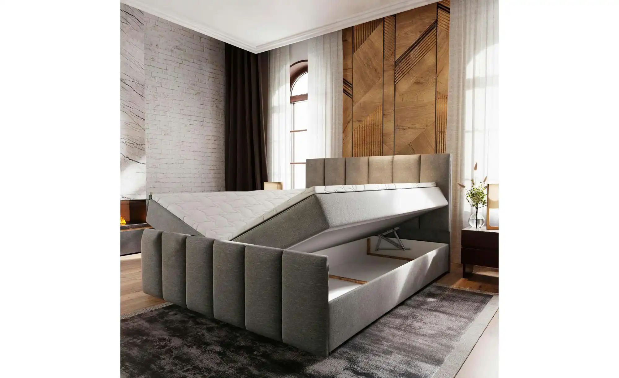 MASSENO Boxbett mit Bettkasten Lago ¦ schwarz ¦ Maße (cm): B: 140 H: 98 Bet günstig online kaufen