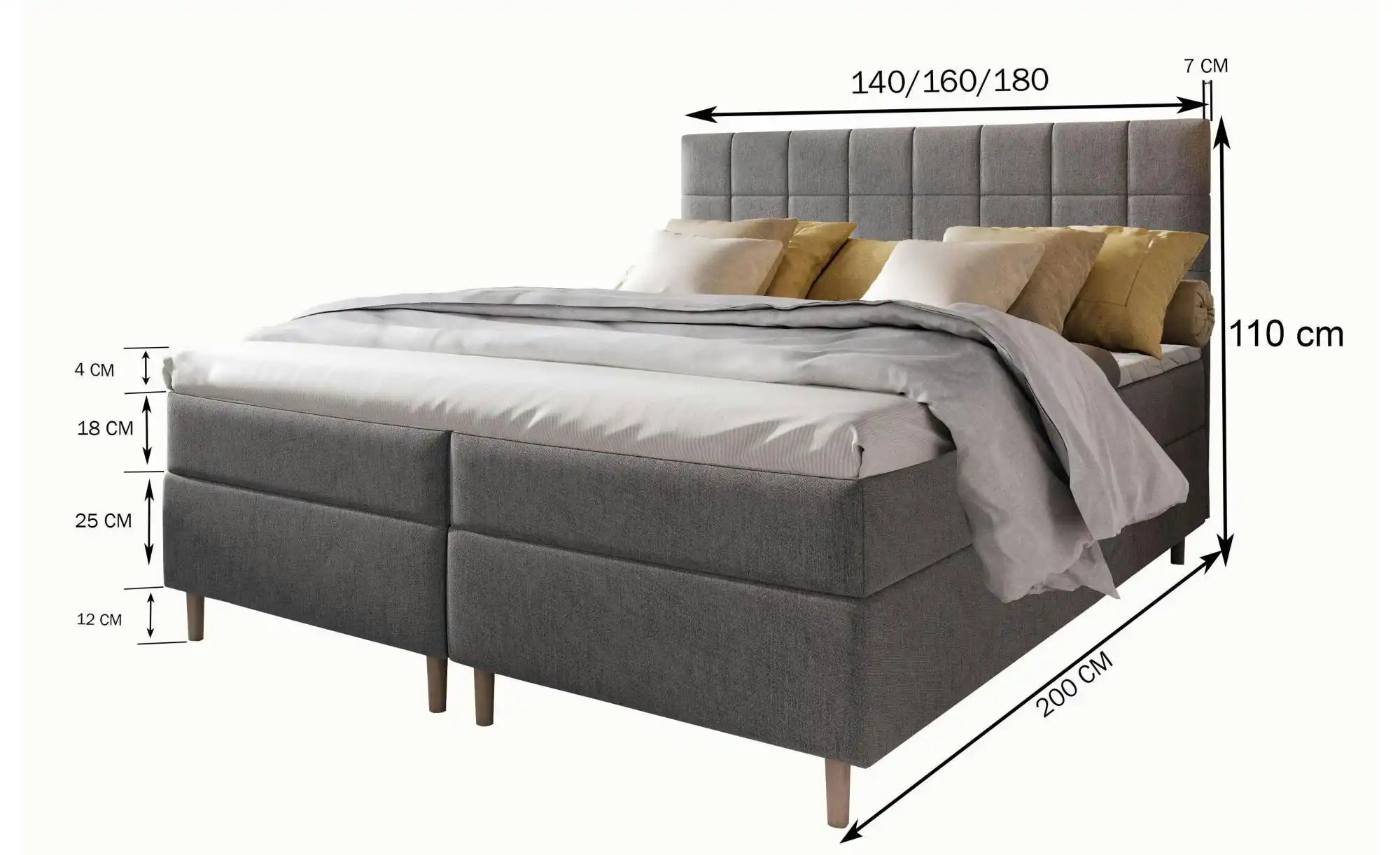 Thumbnail - MASSENO Boxbett mit Bettkasten Ibiza ¦ rosa/pink ¦ Maße (cm): B: 140 H: 110 Betten > Polsterbetten - Höffner