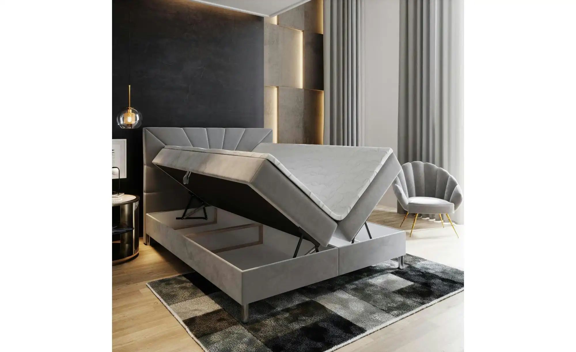MASSENO Boxbett mit Bettkasten Muri ¦ schwarz ¦ Maße (cm): B: 160 H: 98 Bet günstig online kaufen