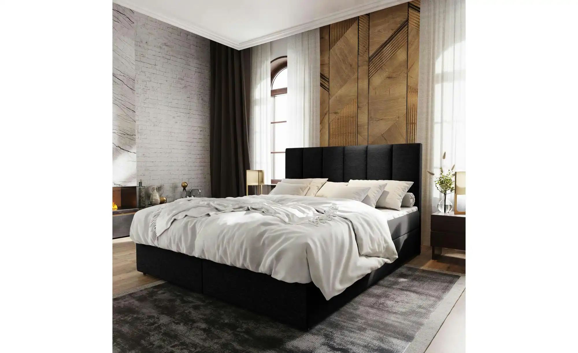 MASSENO Boxbett mit Bettkasten Meril ¦ schwarz ¦ Maße (cm): B: 180 H: 98 Be günstig online kaufen