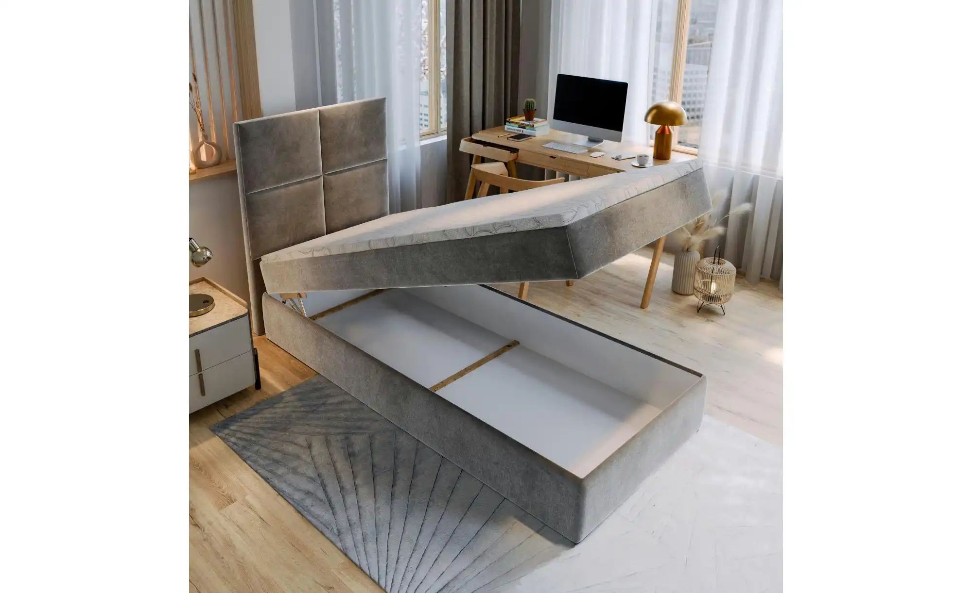 Thumbnail - MASSENO Boxbett  Lena ¦ grau ¦ Maße (cm): B: 80 H: 98 Betten > Polsterbetten - Höffner